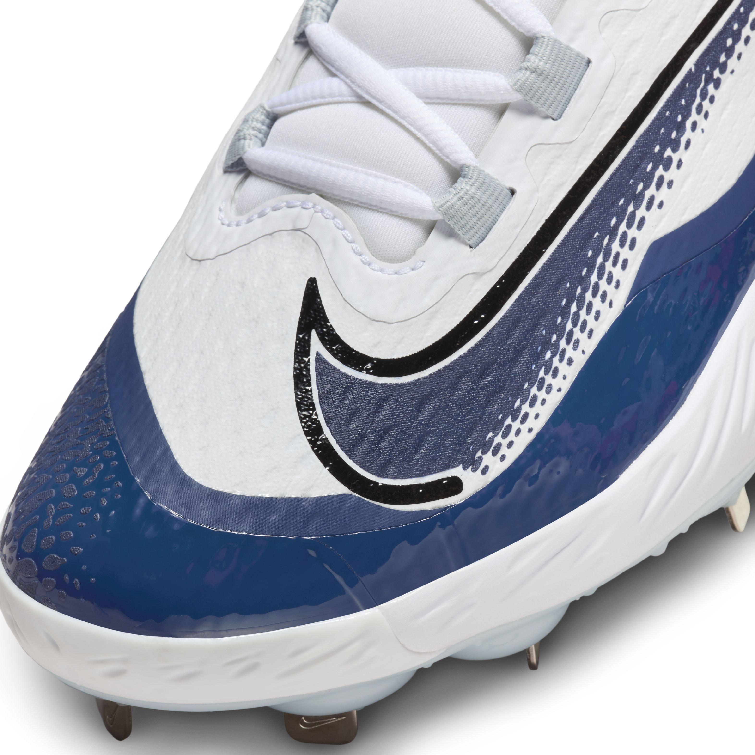 Nike Alpha Huarache Elite 4 Mid White Midnight Navy Pure Platinum Blue Tint Men s Baseball Cleat Hibbett