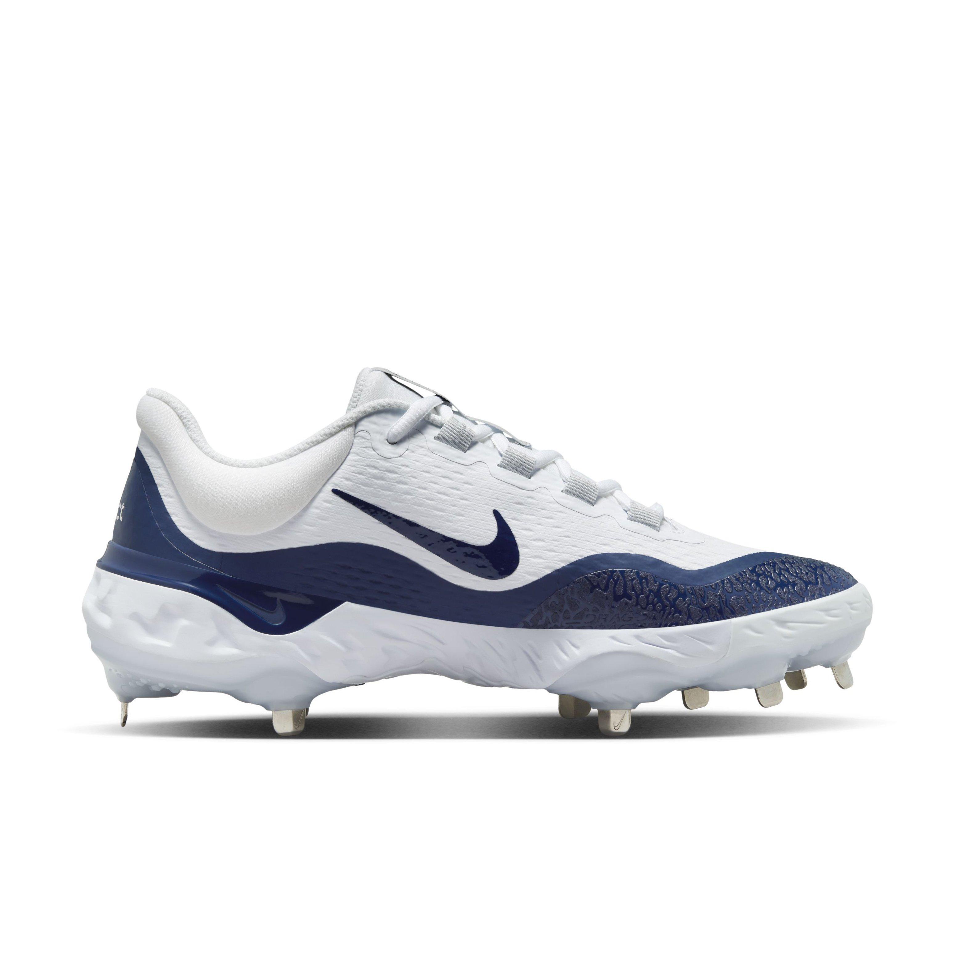Nike Alpha Huarache Elite 4 Low "White/Midnight Navy/Pure Platinum/Blue Tint" Men's Baseball Cleat - WHITE/NAVY/PLATINUM/BLUE Thumbnail View 1
