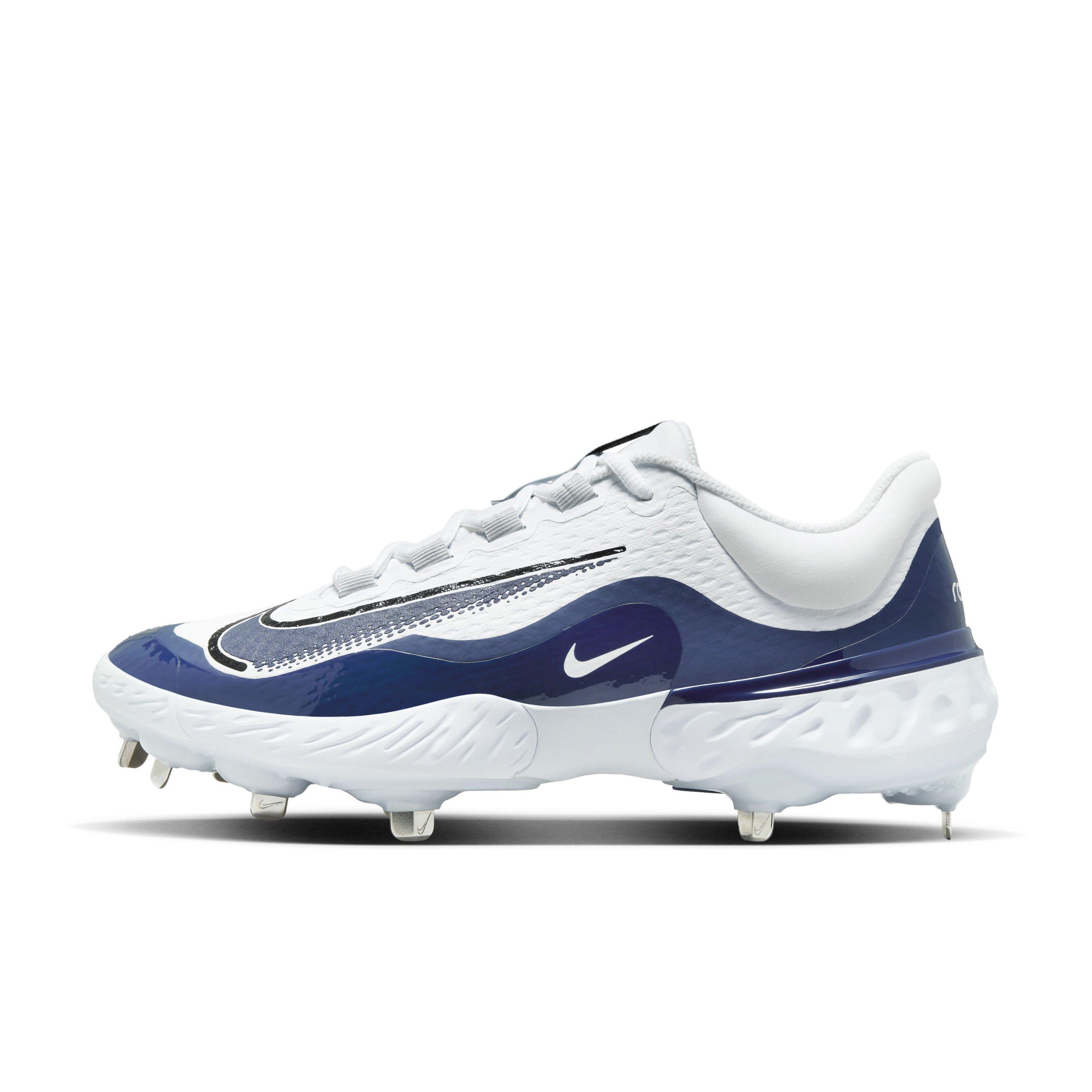 Nike Alpha Huarache Elite 4 Low "White/Midnight Navy/Pure Platinum/Blue Tint" Men's Baseball Cleat - WHITE/NAVY/PLATINUM/BLUE Thumbnail View 2