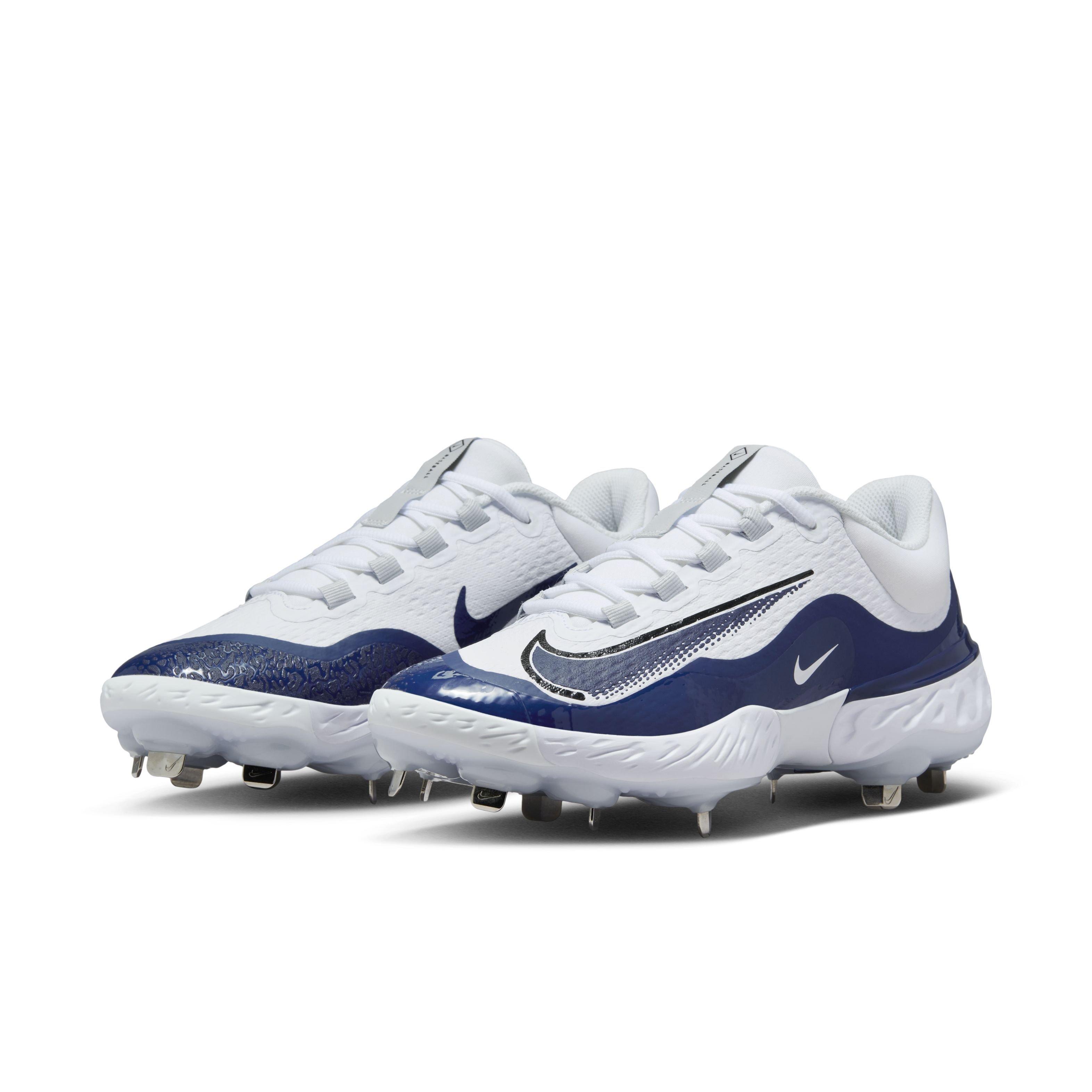 Nike Alpha Huarache Elite 4 Low "White/Midnight Navy/Pure Platinum/Blue Tint" Men's Baseball Cleat - WHITE/NAVY/PLATINUM/BLUE Thumbnail View 3