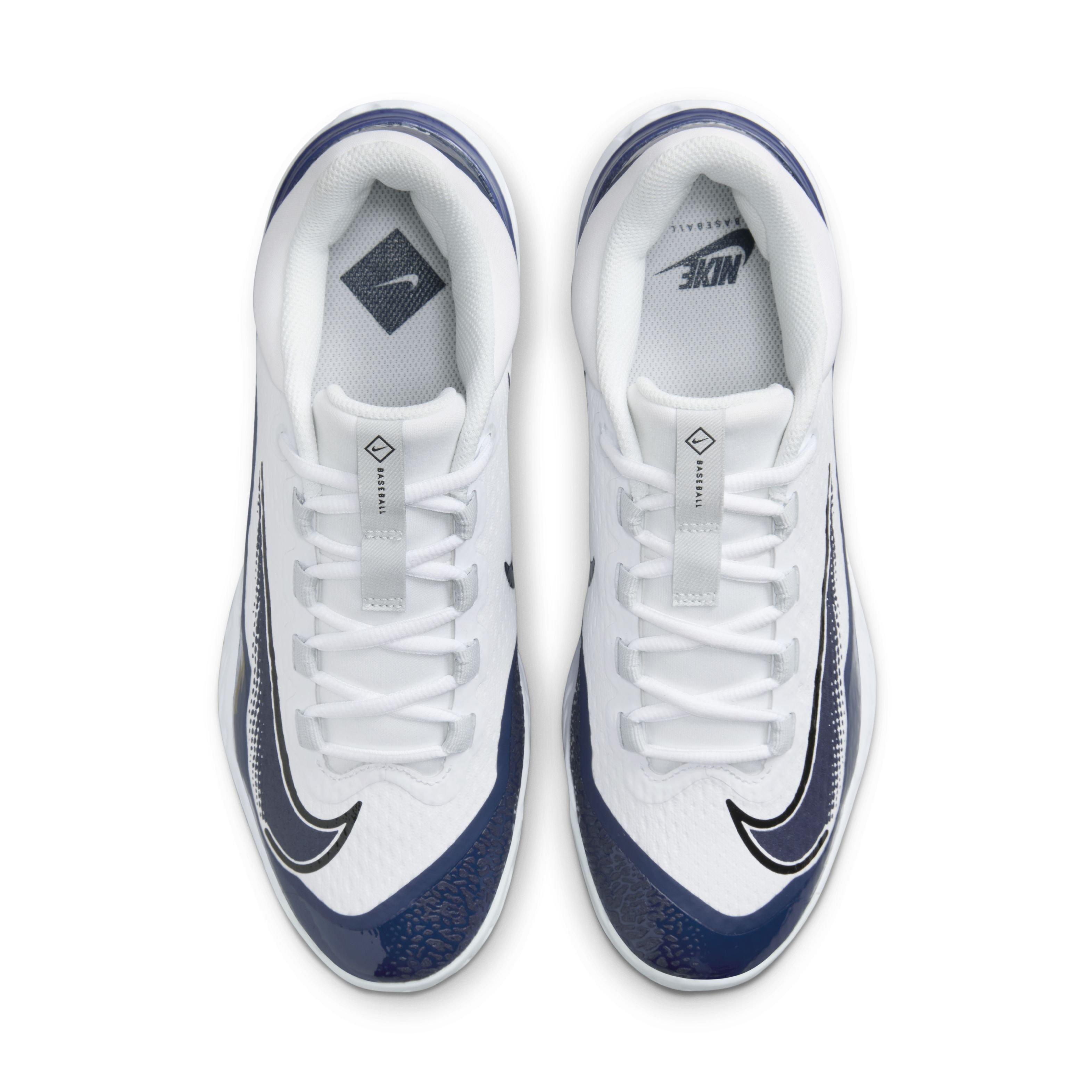 Nike Alpha Huarache Elite 4 Low "White/Midnight Navy/Pure Platinum/Blue Tint" Men's Baseball Cleat - WHITE/NAVY/PLATINUM/BLUE Thumbnail View 4