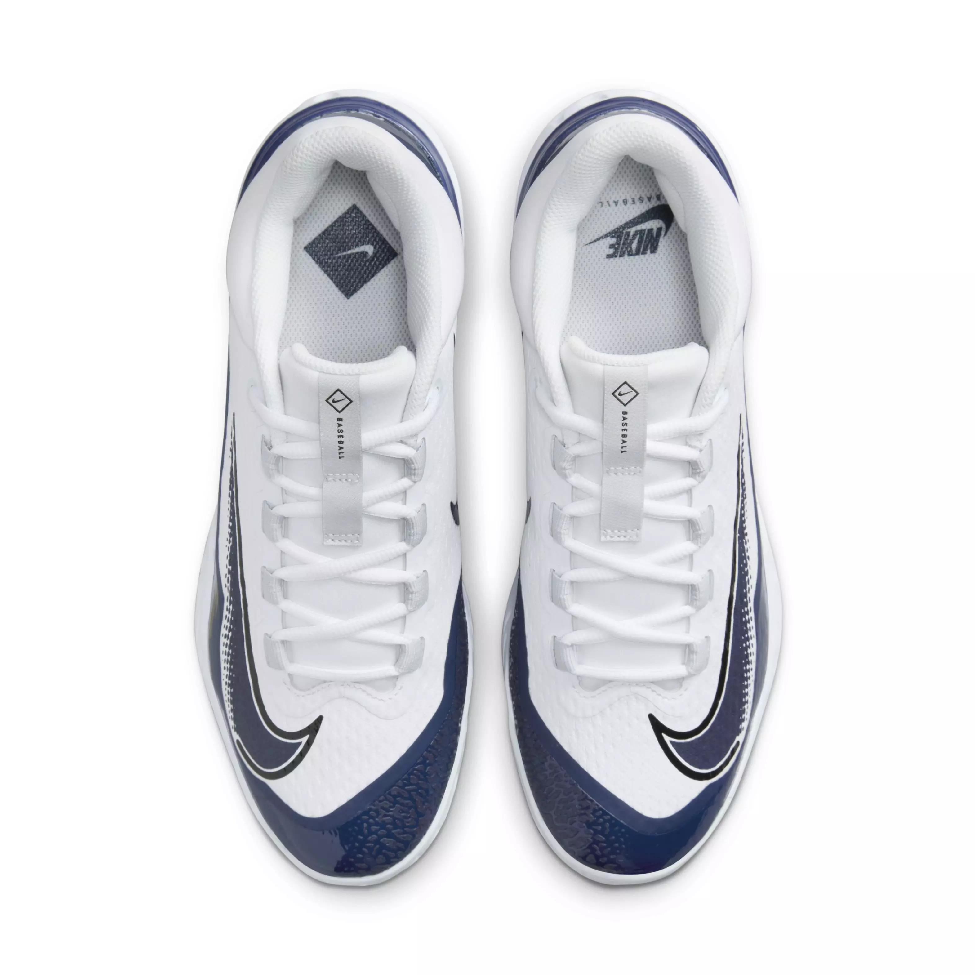 Nike Alpha Huarache Elite 4 Low "White/Midnight Navy/Pure Platinum/Blue Tint" Men's Baseball Cleat - WHITE/NAVY/PLATINUM/BLUE