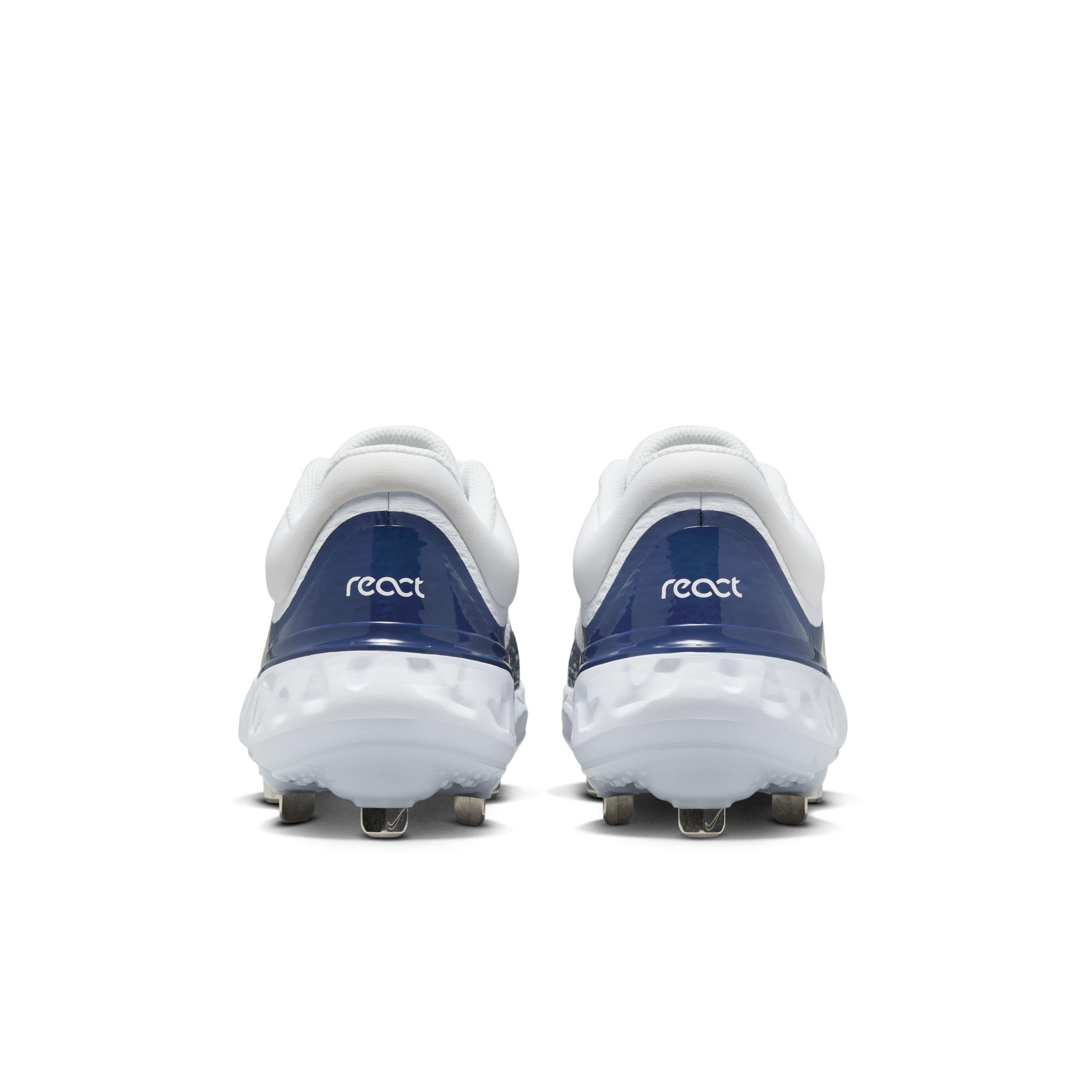 Nike Alpha Huarache Elite 4 Low "White/Midnight Navy/Pure Platinum/Blue Tint" Men's Baseball Cleat - WHITE/NAVY/PLATINUM/BLUE Thumbnail View 5