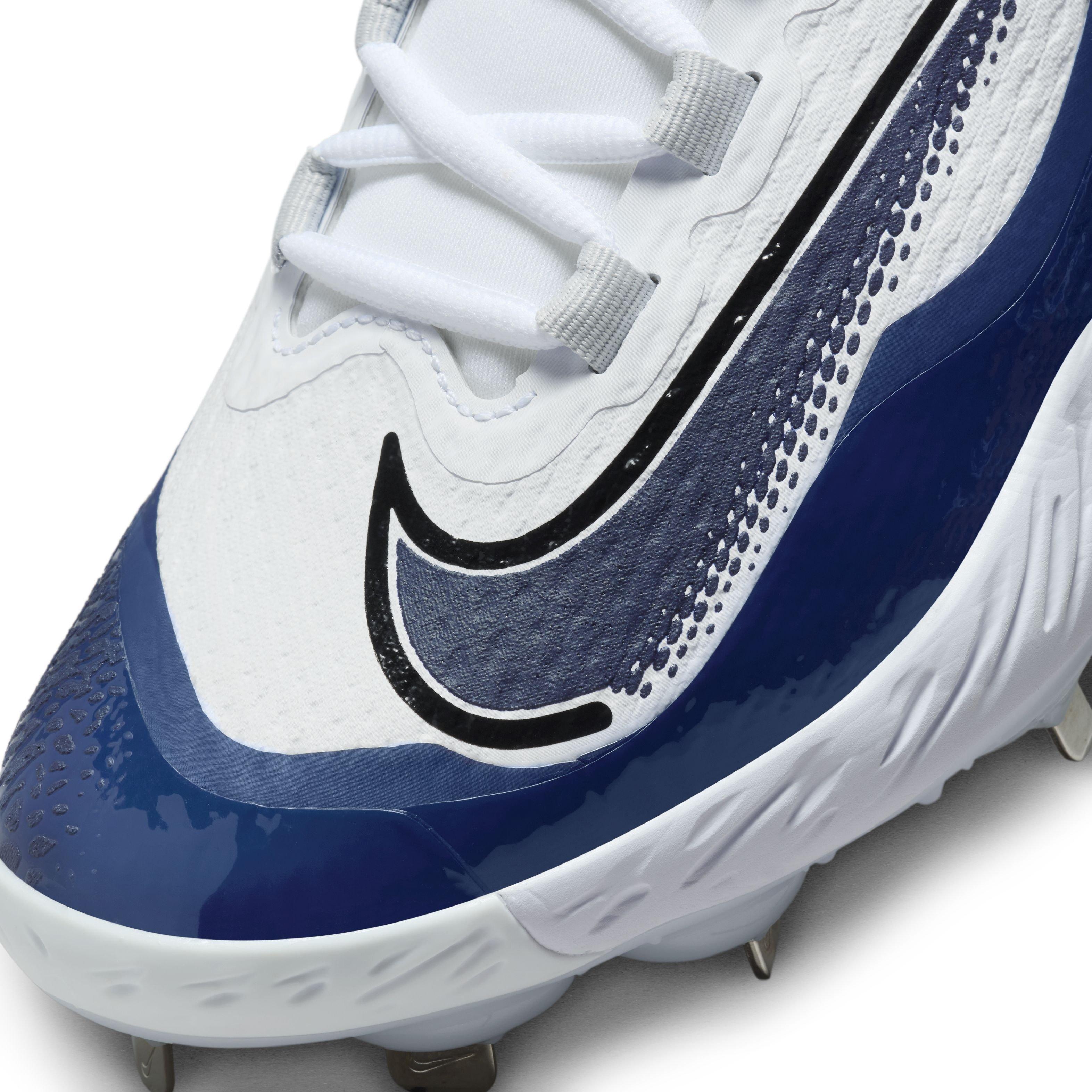 Nike Alpha Huarache Elite 4 Low "White/Midnight Navy/Pure Platinum/Blue Tint" Men's Baseball Cleat - WHITE/NAVY/PLATINUM/BLUE Thumbnail View 8