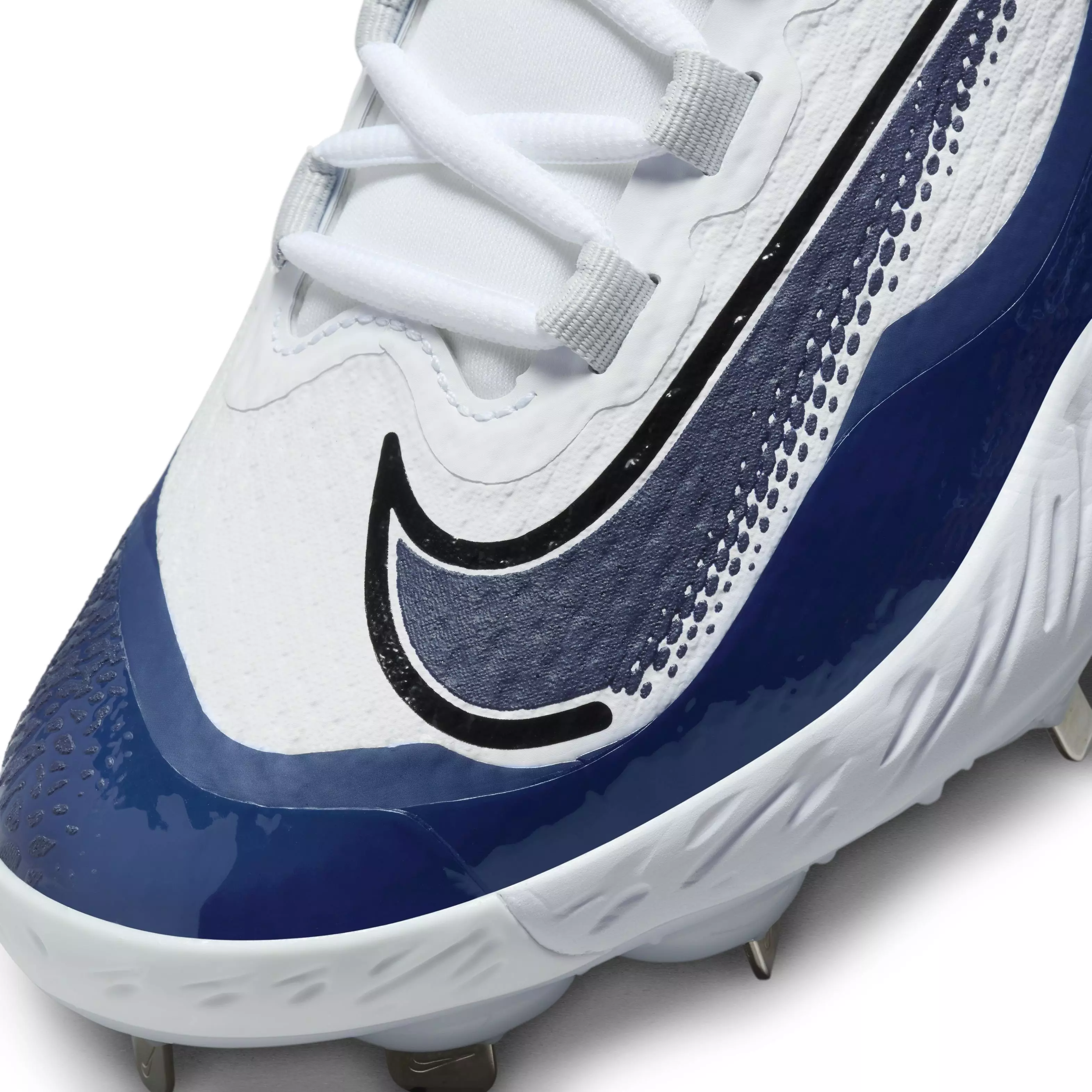 Nike Alpha Huarache Elite 4 Low "White/Midnight Navy/Pure Platinum/Blue Tint" Men's Baseball Cleat - WHITE/NAVY/PLATINUM/BLUE