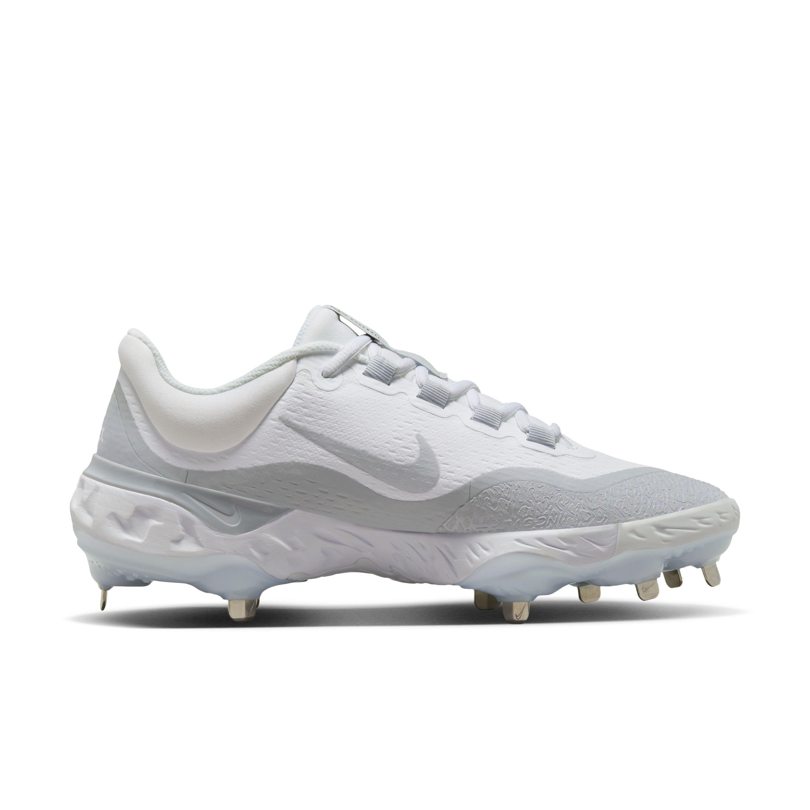 Nike Alpha Huarache Elite 4 Low "White/Wolf Grey/Pure Platinum/Blue Tint" Men's Baseball Cleat - WHITE/GREY/PLATINUM/BLUE Thumbnail View 1