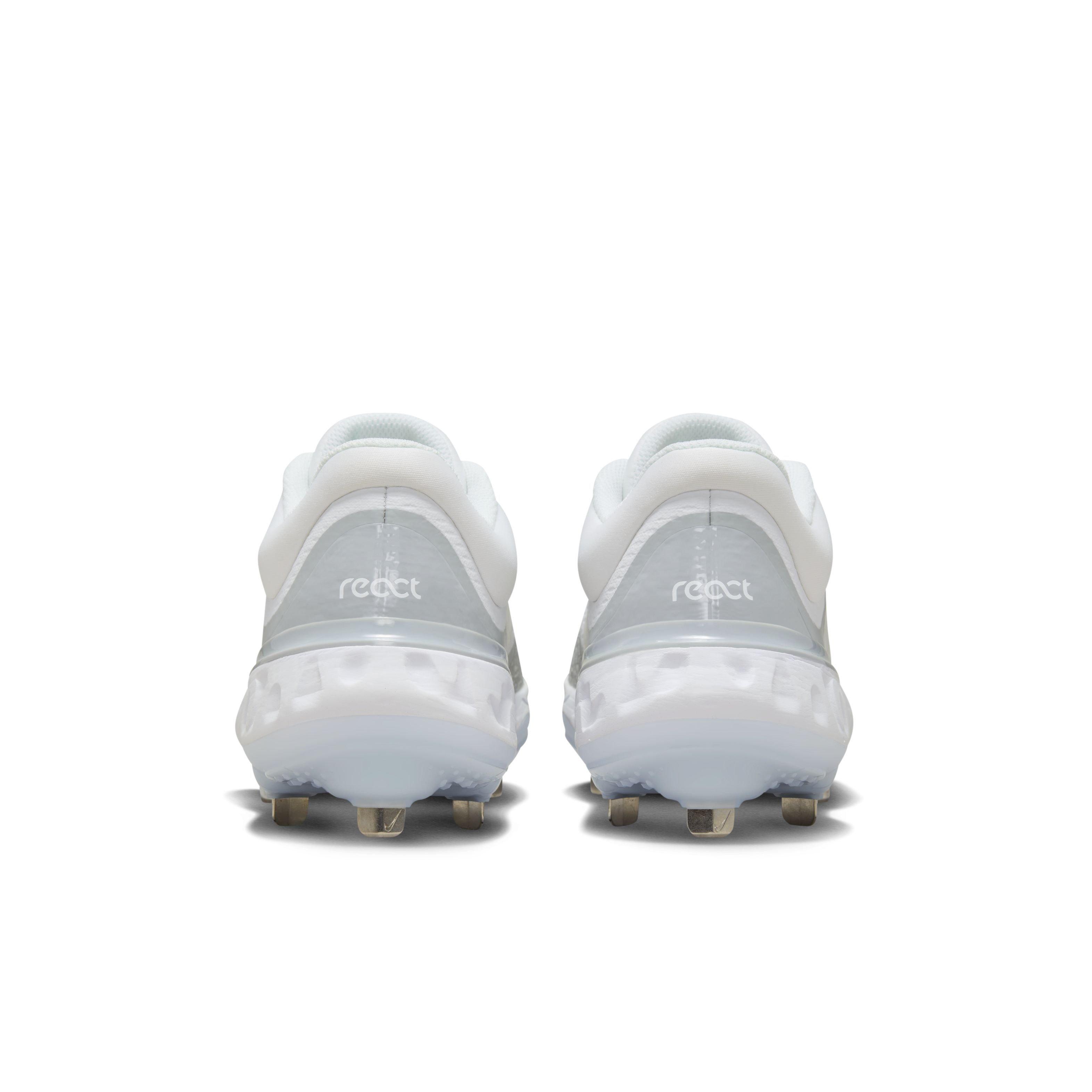 Nike Alpha Huarache Elite 4 Low "White/Wolf Grey/Pure Platinum/Blue Tint" Men's Baseball Cleat - WHITE/GREY/PLATINUM/BLUE Thumbnail View 5