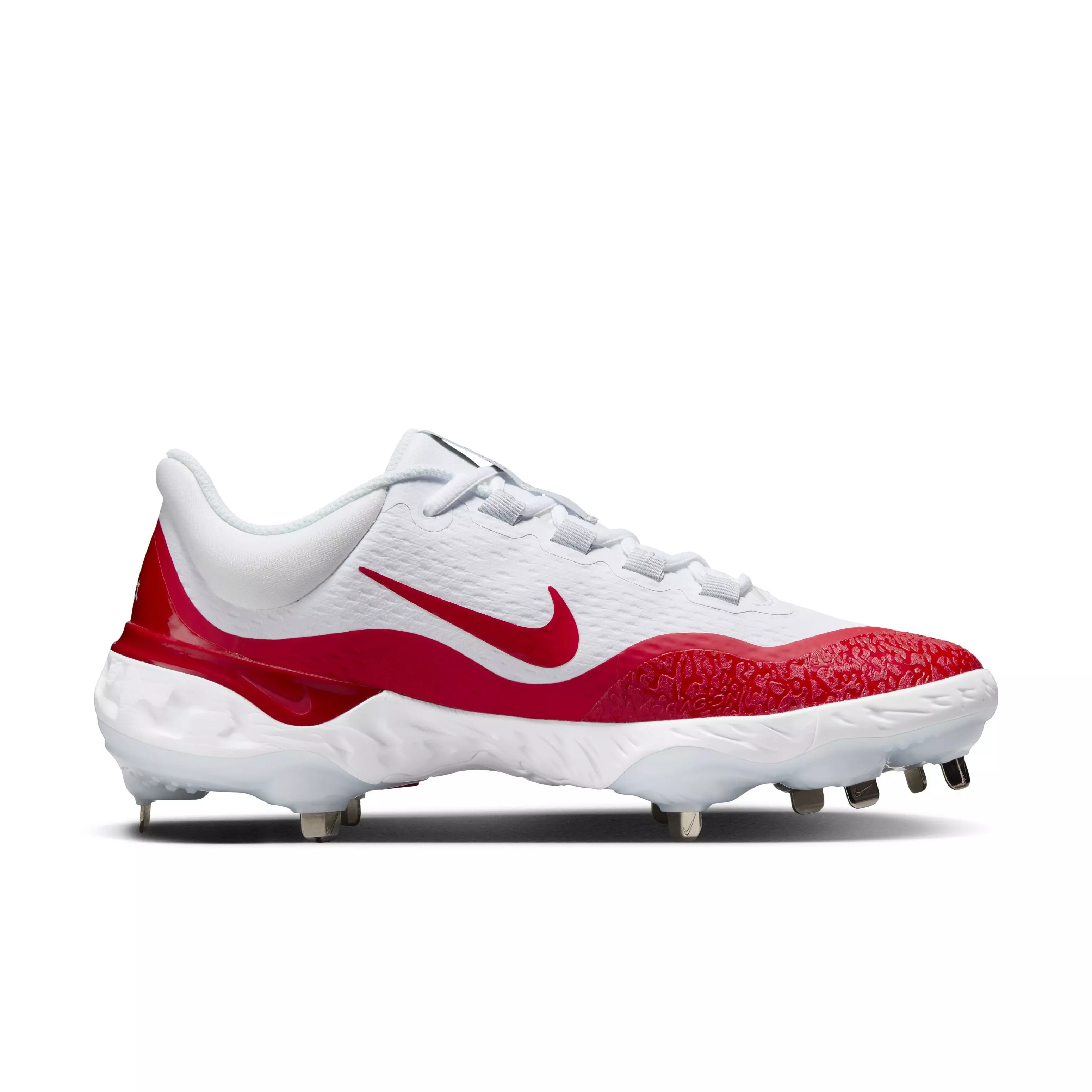 Nike Alpha Huarache Elite 4 Low "White/University Red/Black/Blue Tint" Men's Baseball Cleat - WHITE/RED/BLACK/BLUE