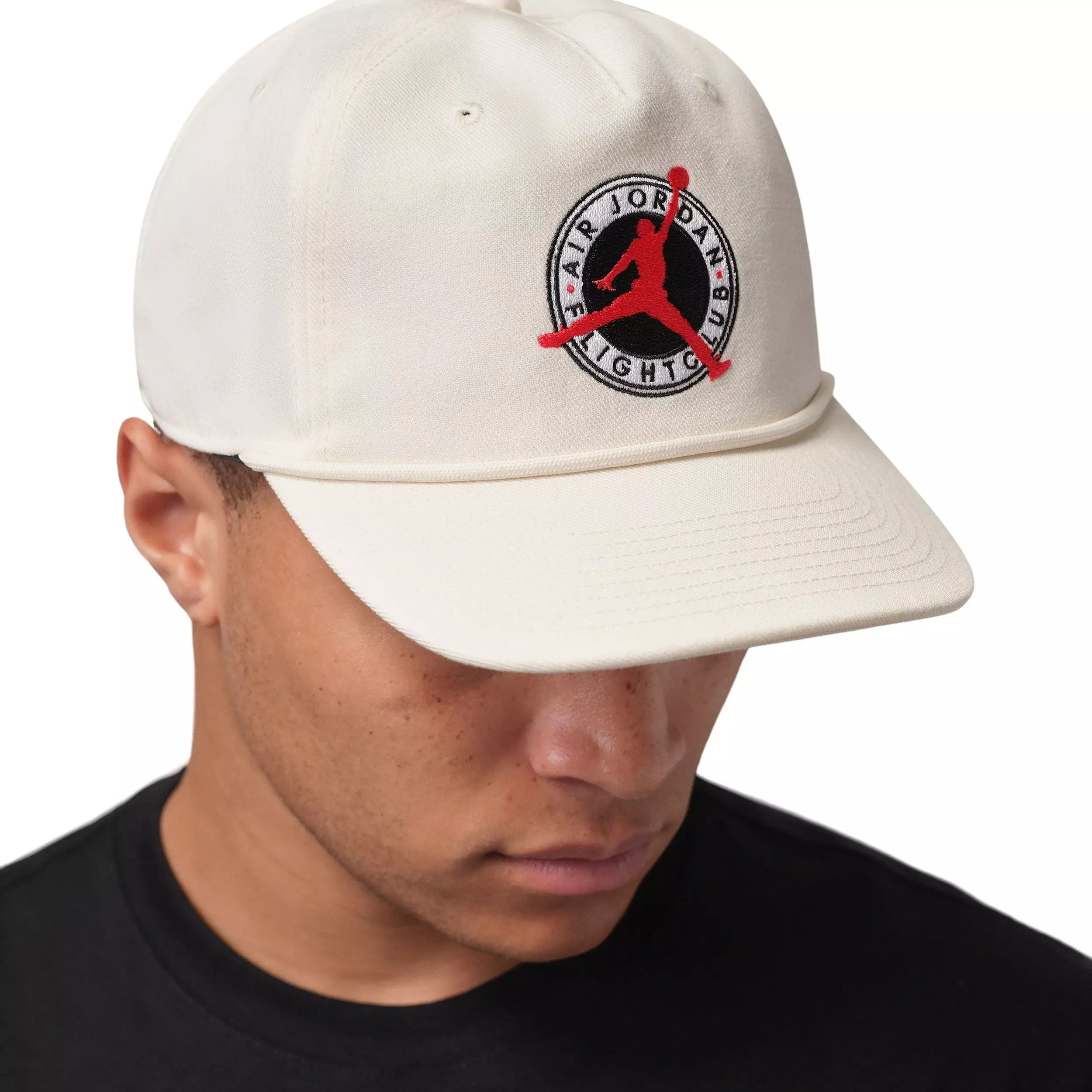 Jordan Flight Club Pro Unstructured Flat Bill Hat-Pale Ivory/Black - IVORY/BLACK