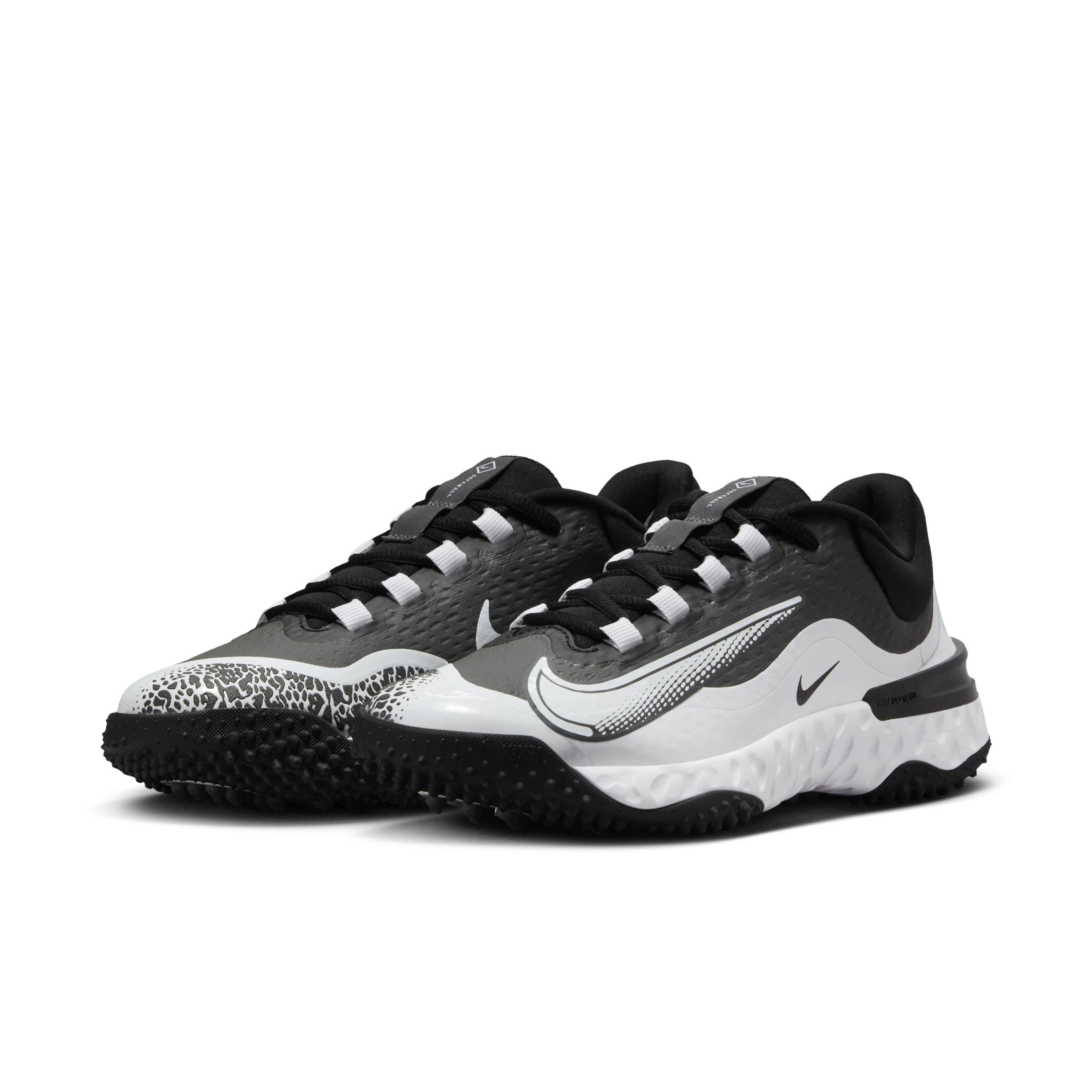 Nike Alpha Huarache Elite 4 Turf "Black/White/Iron Grey" Women's Softball Shoe - BLACK/WHITE/GREY Thumbnail View 3