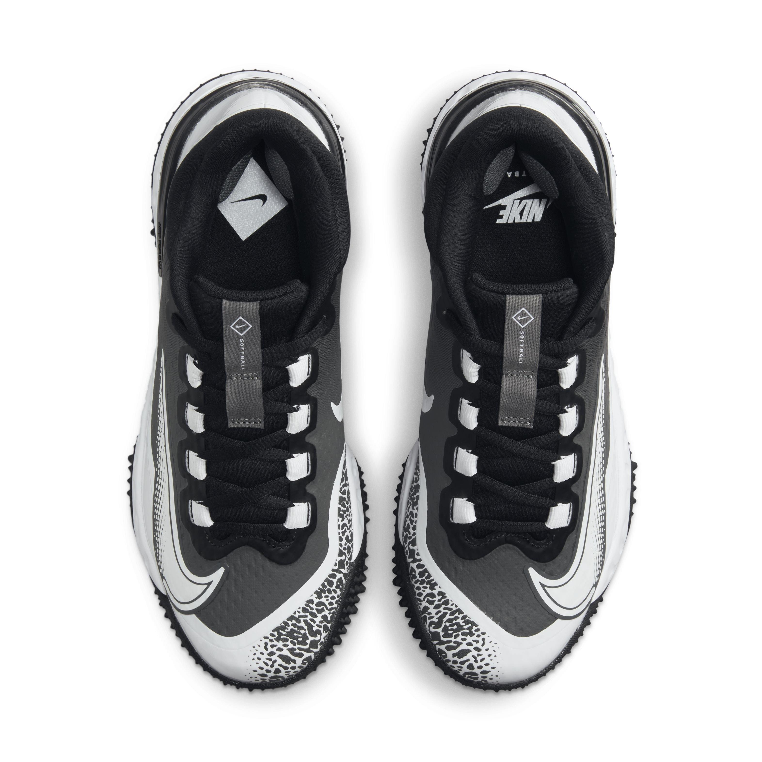 Nike Alpha Huarache Elite 4 Turf "Black/White/Iron Grey" Women's Softball Shoe - BLACK/WHITE/GREY Thumbnail View 4