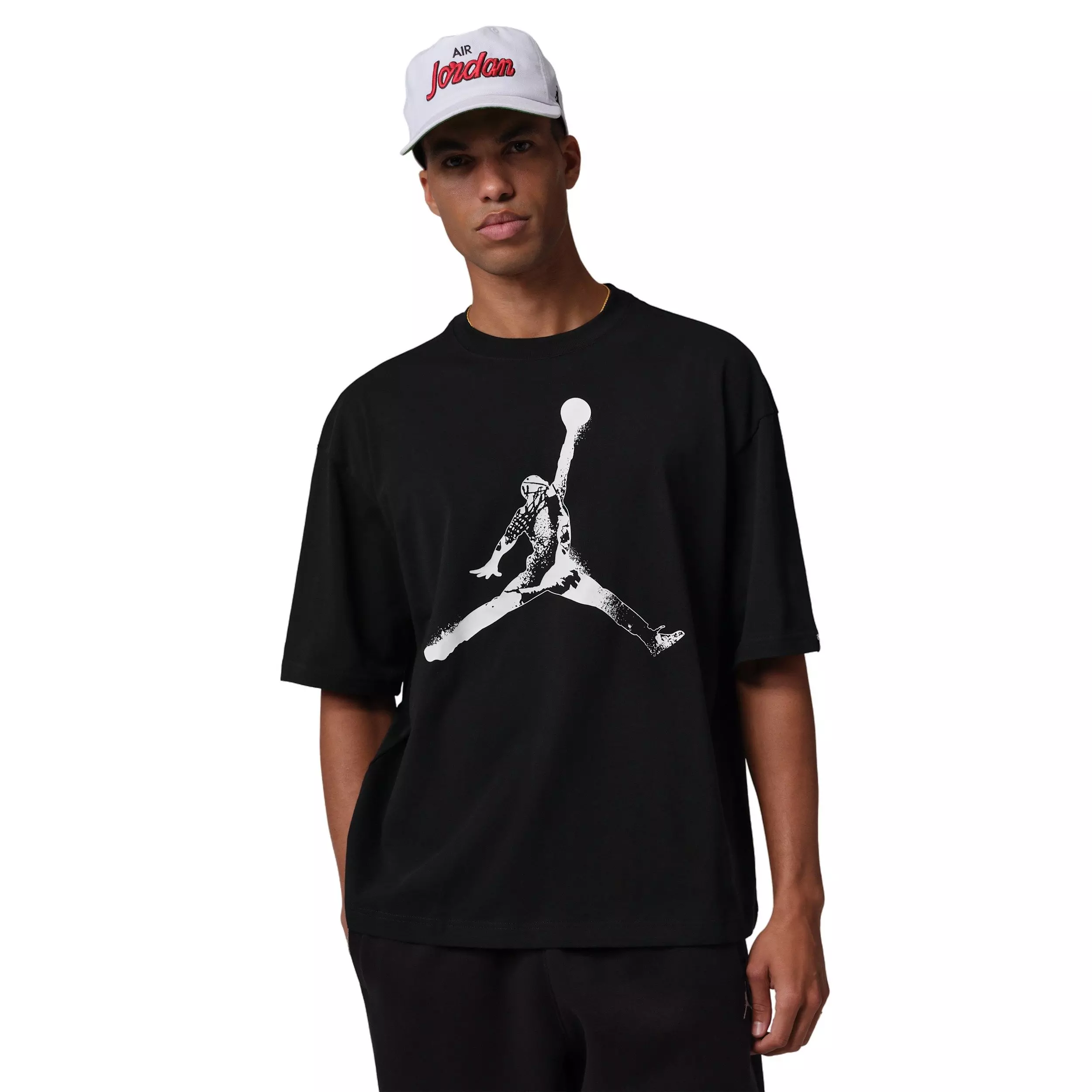 Jordan Men's Oversized Short-Sleeve Large Graphic Crew Shirt - Black - BLACK