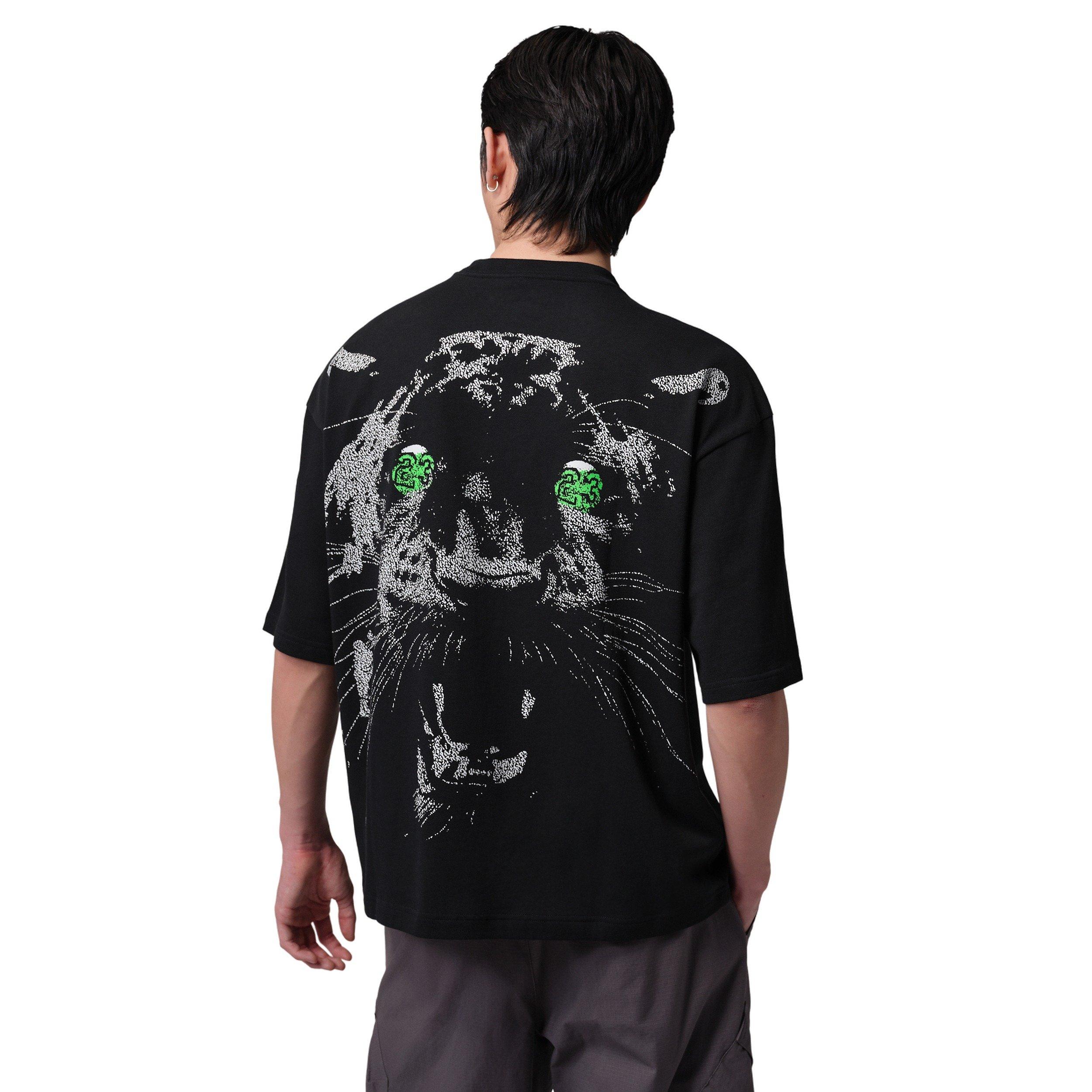 Jordan Men's Oversized Short-Sleeve Black Cat Crew T-Shirt - Black - BLACK Thumbnail View 2
