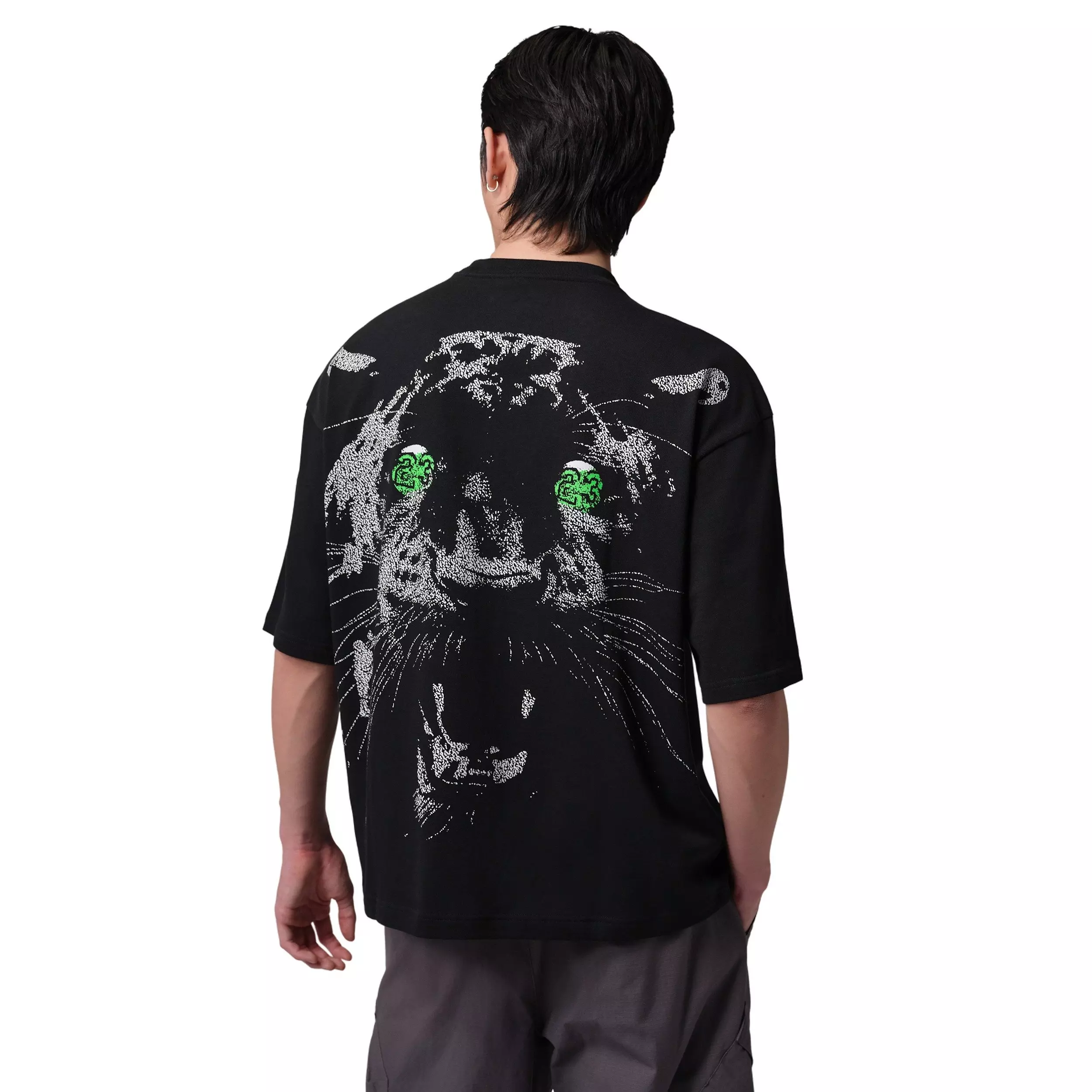 Jordan Men's Oversized Short-Sleeve Black Cat Crew T-Shirt -Black - BLACK