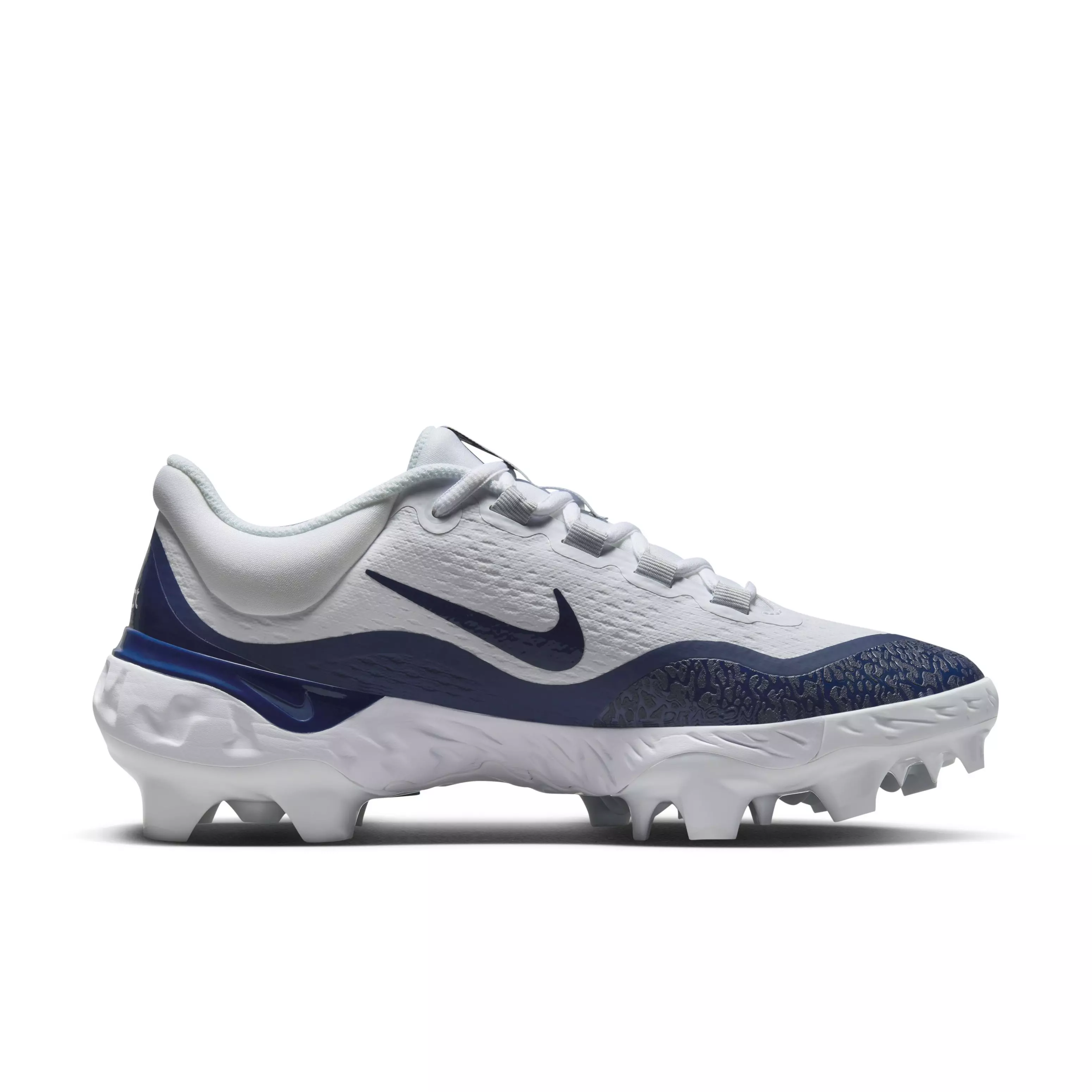 Nike Alpha Huarache Elite 4 Low "White/Midnight Navy/Pure Platinum" Men's Baseball Cleat - WHITE/NAVY/PLATINUM