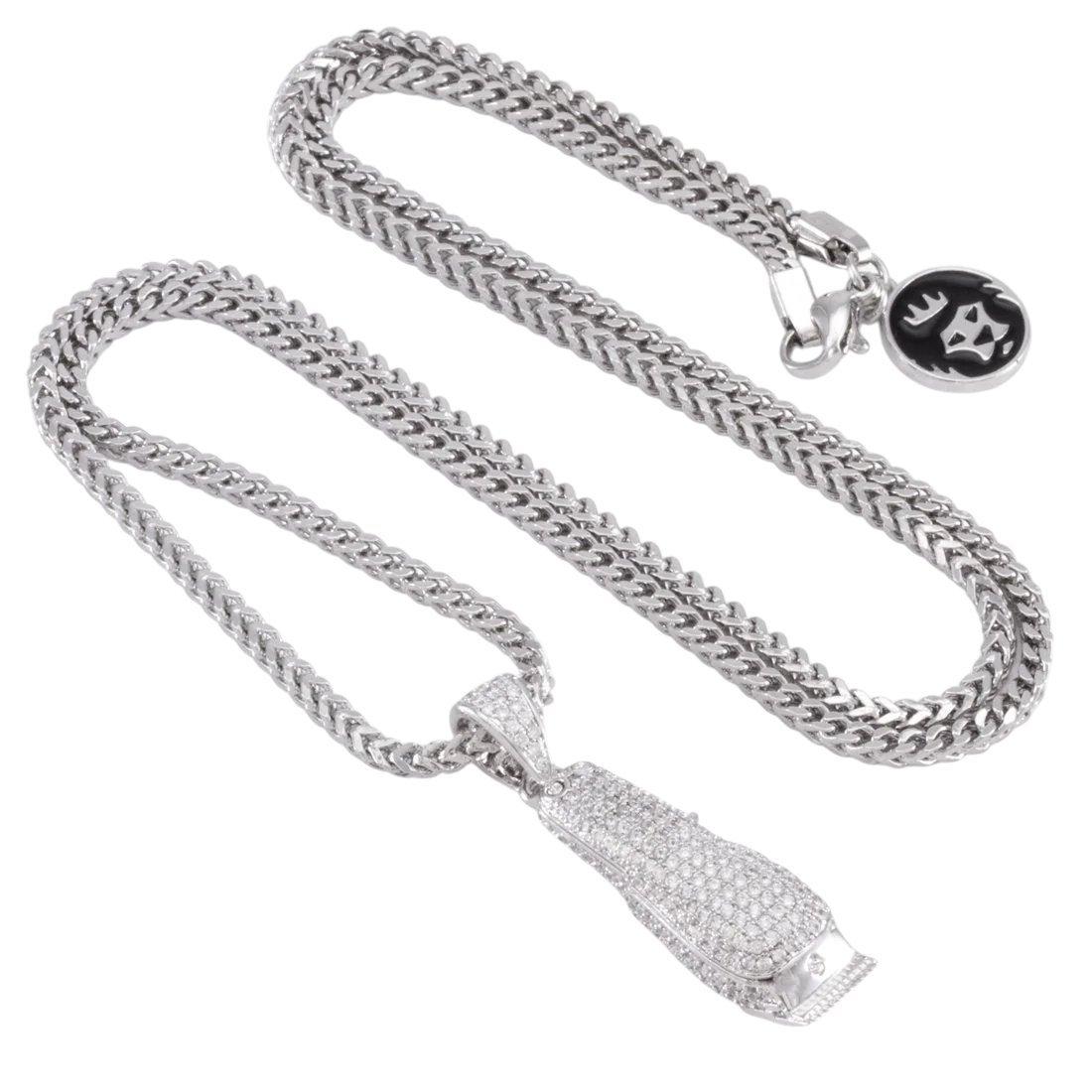 King Ice Barber Shop Clippers Necklace - White Gold - WHITE GOLD