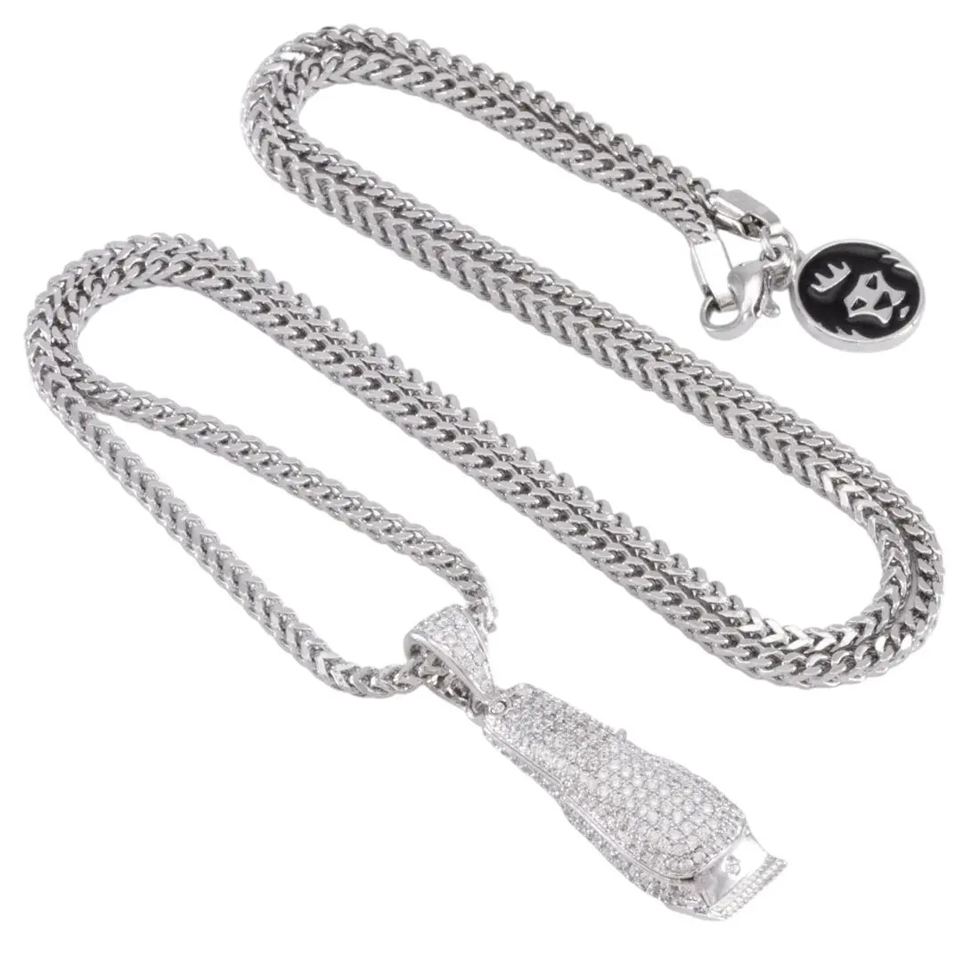 King Ice Barber Shop Clippers Necklace - White Gold - WHITE GOLD