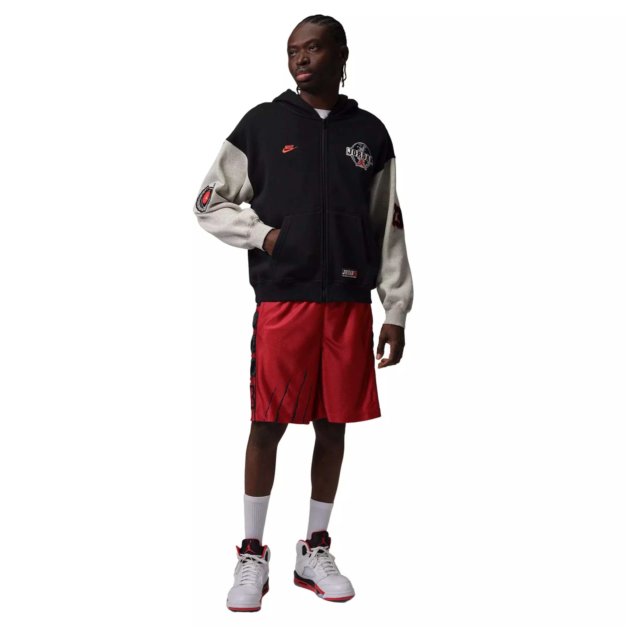 Jordan Men's Brooklyn Cat Scratch Black Cat Shorts - Red - RED