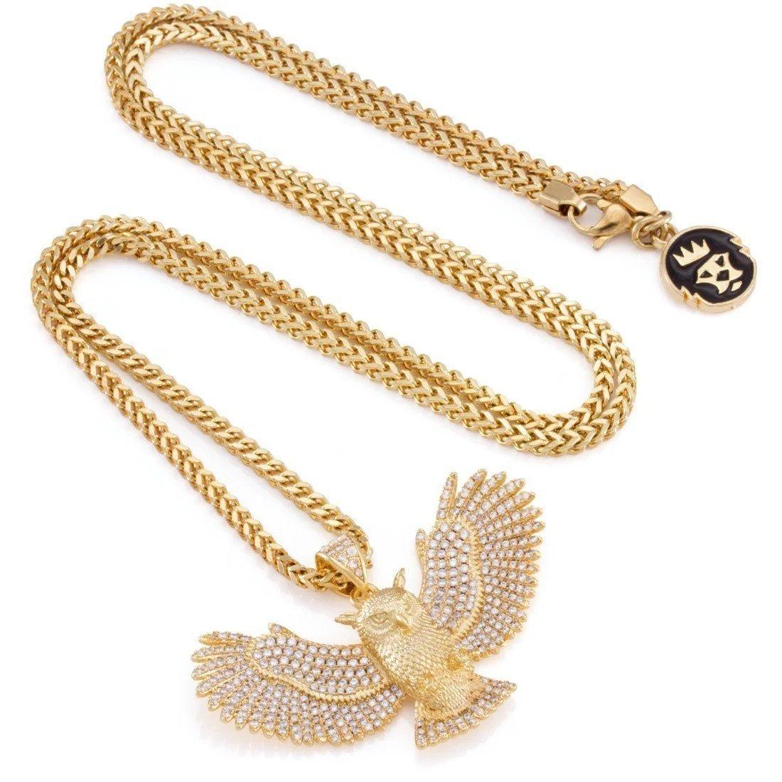 King Ice Great Horned Owl Necklace - GOLD