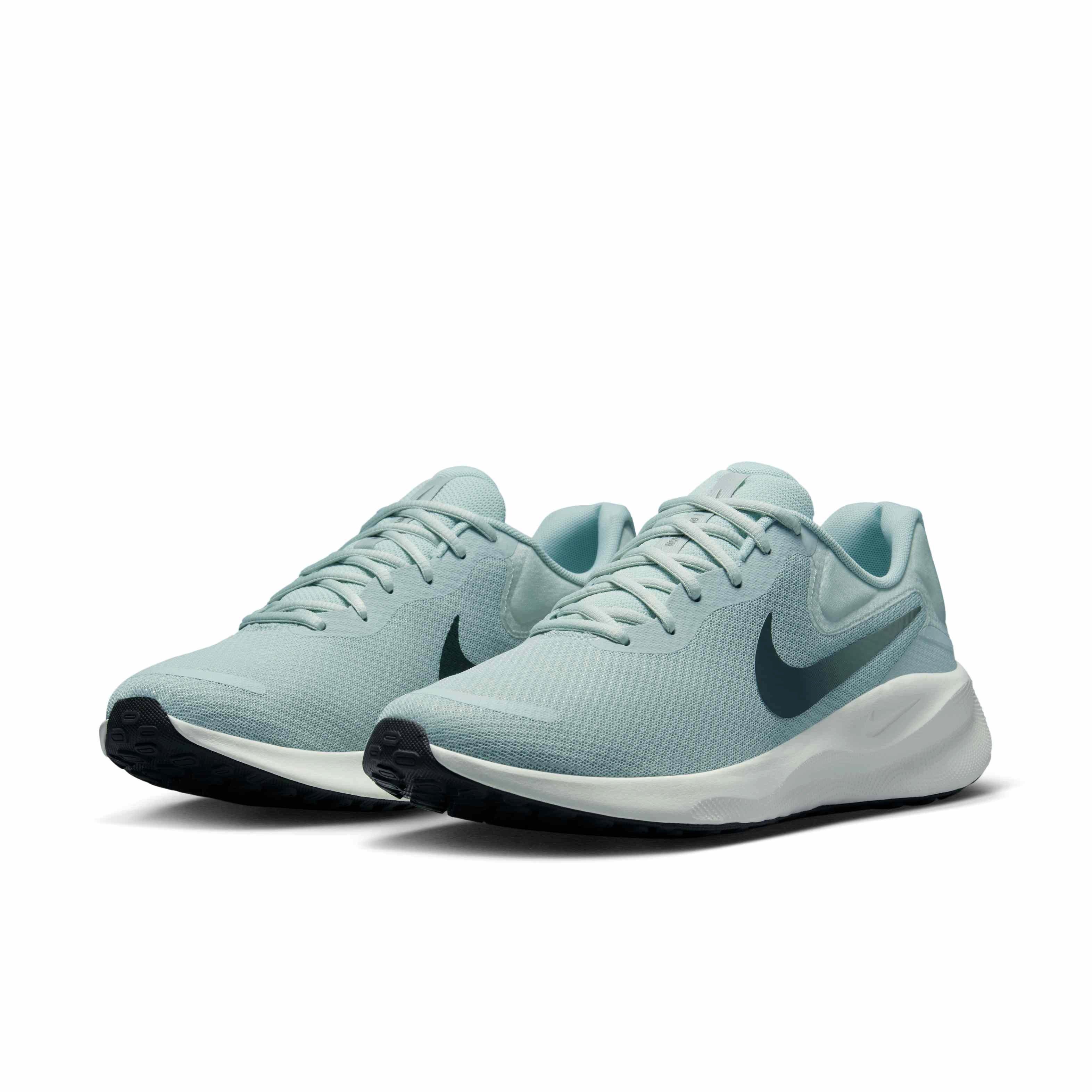 Nike Revolution 7 "Light Silver/Light Army/Pale Ivory/Sequoia" Men's Running Shoe - SILVER/GREEN/IVORY Thumbnail View 3
