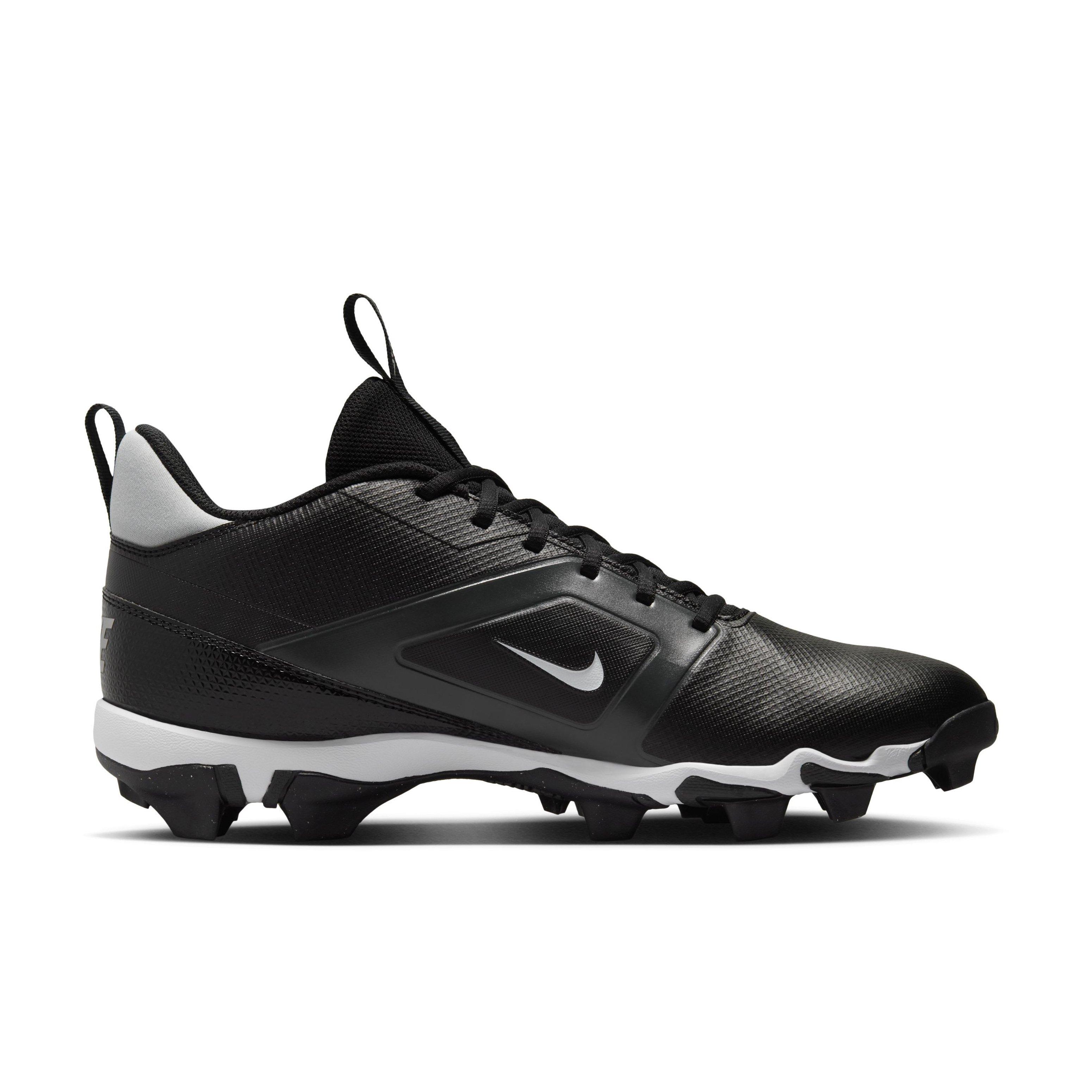 Nike Alpha Menace 4 Shark "Black/Light Smoke Grey/Metallic Silver/White" Men's Football Cleat - BLACK/LT GREY/SILVER/WHITE Thumbnail View 1