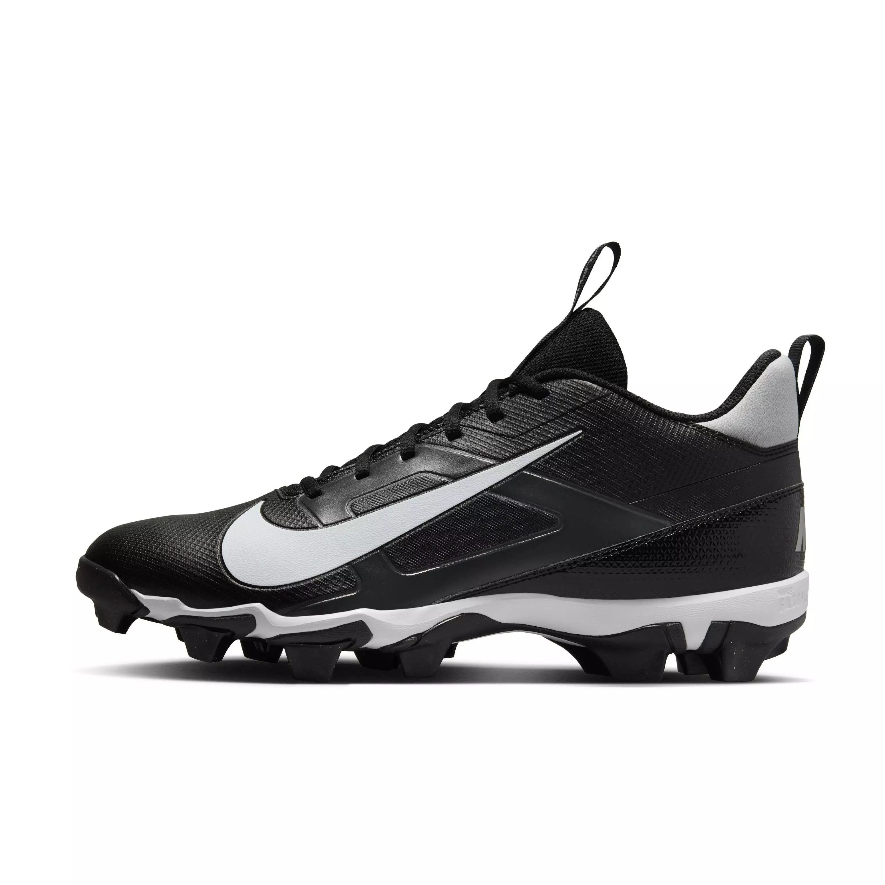 Nike Alpha Menace 4 Shark "Black/Light Smoke Grey/Metallic Silver/White" Men's Football Cleat - BLACK/LT GREY/SILVER/WHITE