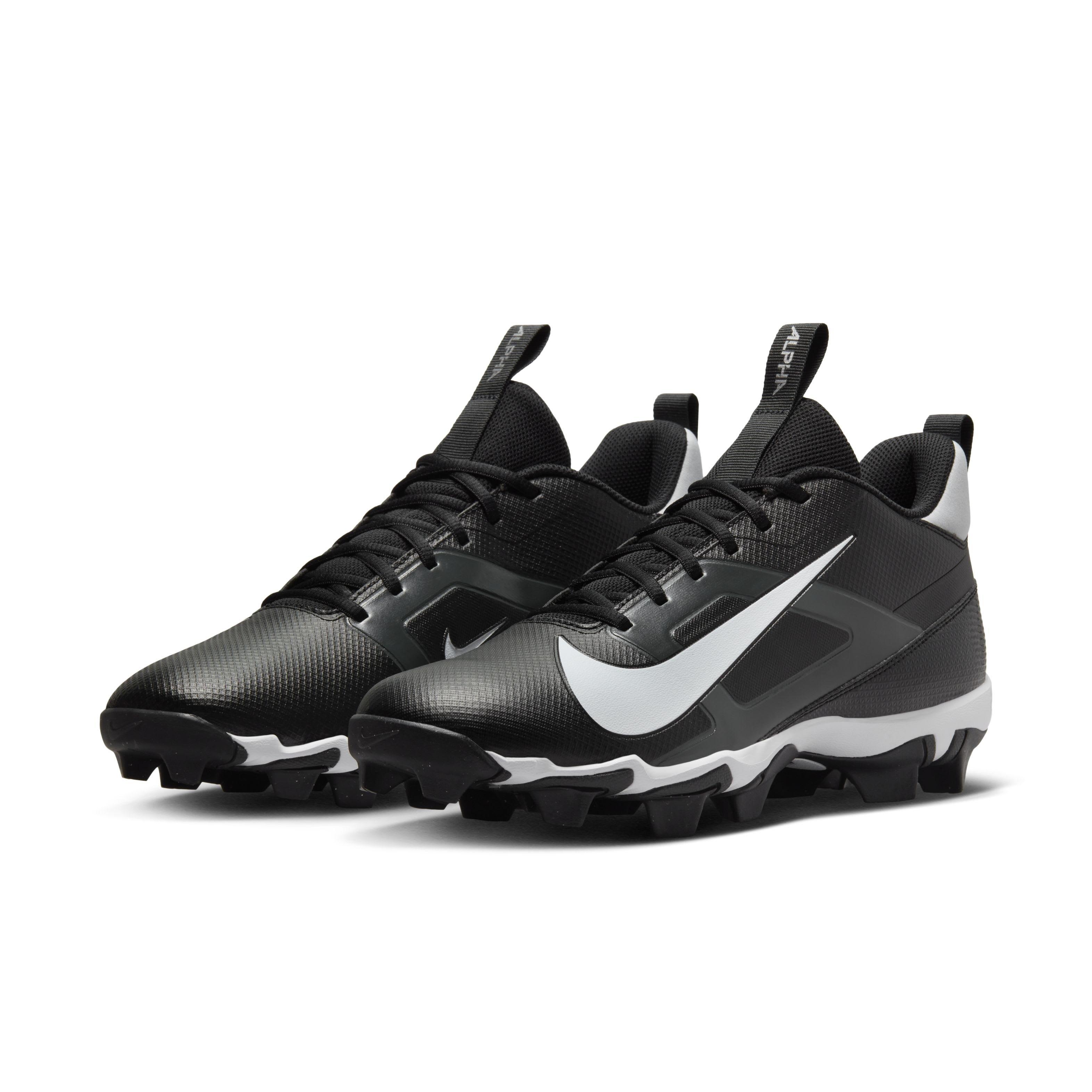 Nike Alpha Menace 4 Shark "Black/Light Smoke Grey/Metallic Silver/White" Men's Football Cleat - BLACK/LT GREY/SILVER/WHITE Thumbnail View 3