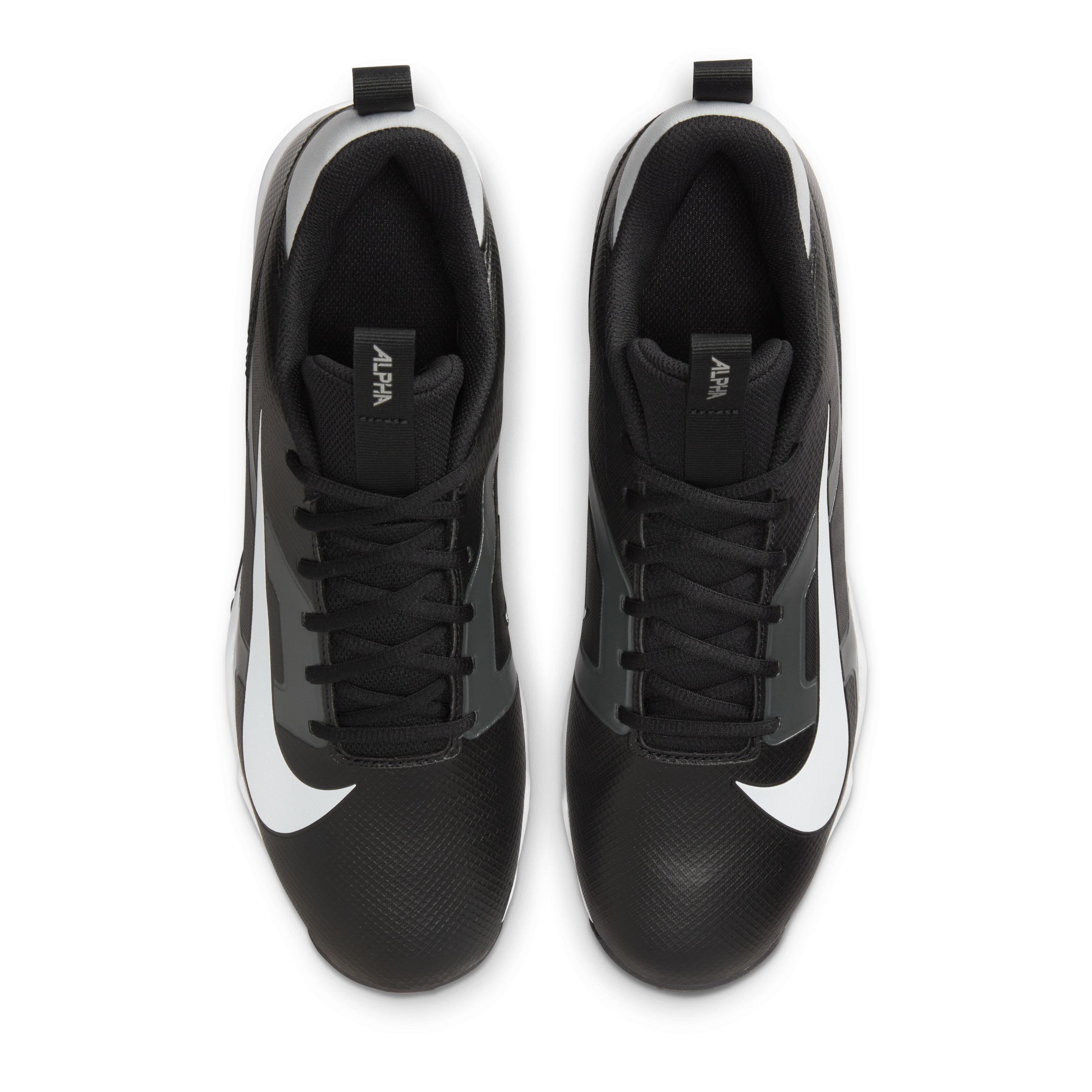 Nike Alpha Menace 4 Shark "Black/Light Smoke Grey/Metallic Silver/White" Men's Football Cleat - BLACK/LT GREY/SILVER/WHITE Thumbnail View 4