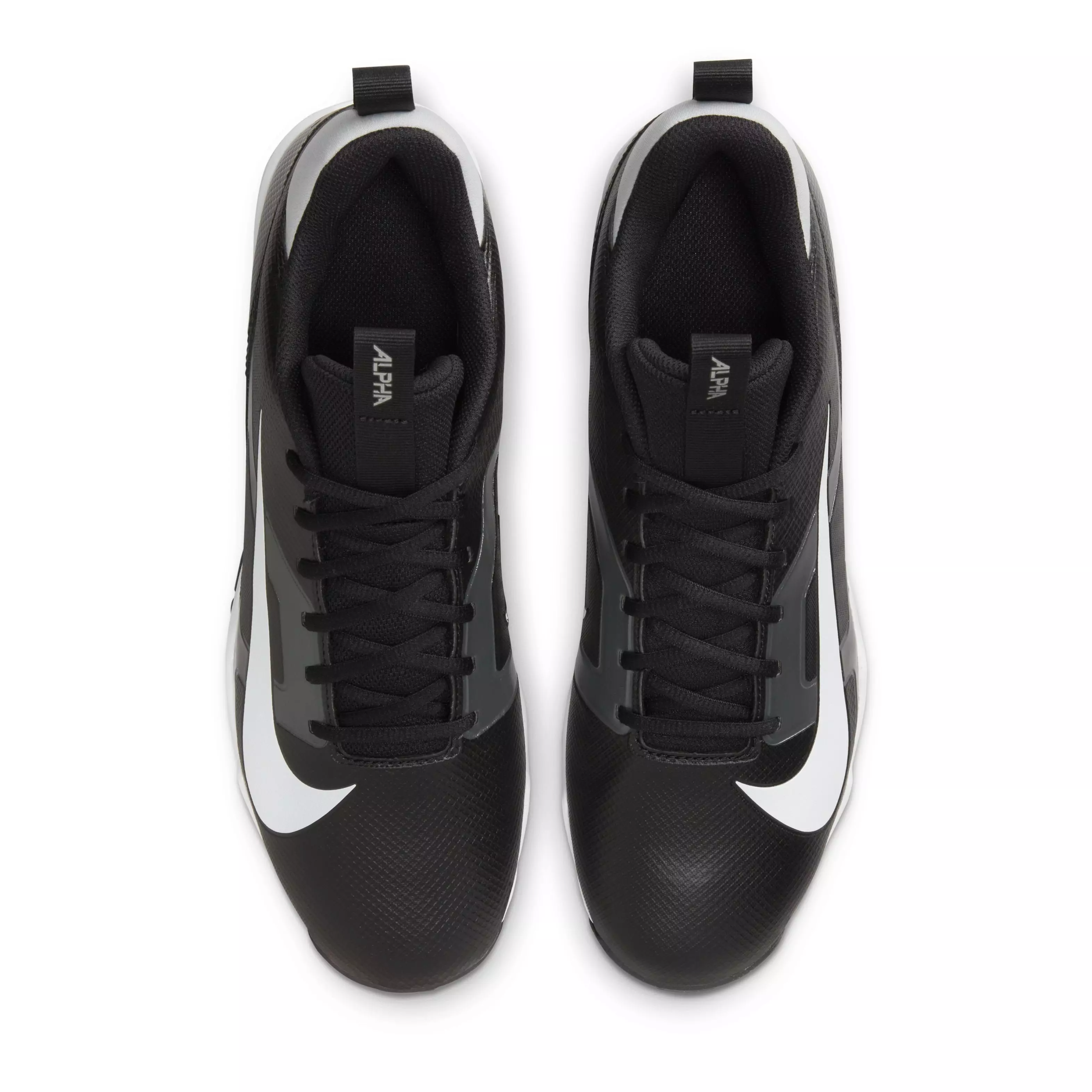 Nike Alpha Menace 4 Shark "Black/Light Smoke Grey/Metallic Silver/White" Men's Football Cleat - BLACK/LT GREY/SILVER/WHITE