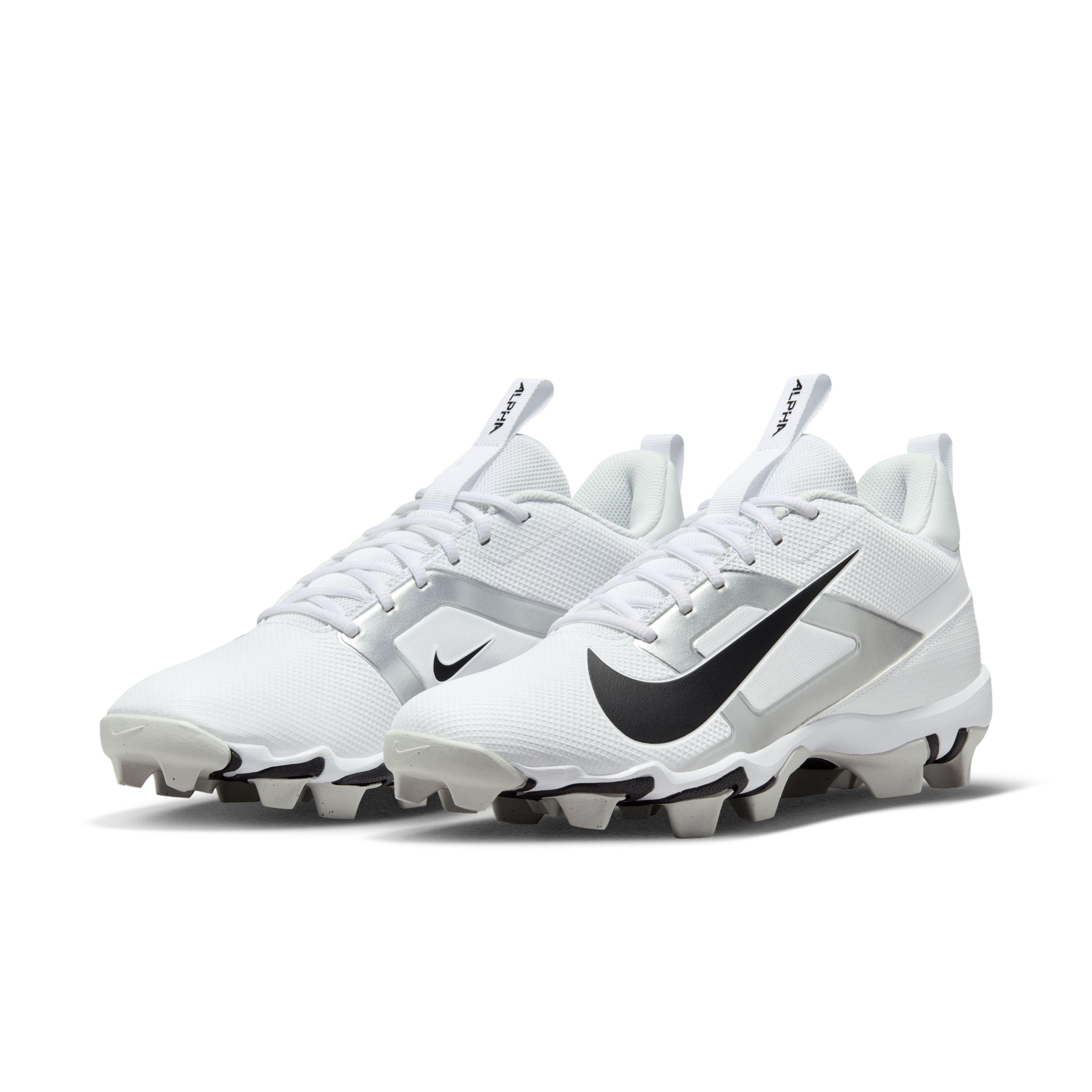 Nike Alpha Menace 4 Shark "White/Metallic Silver/Photon Dust/Black" Men's Football Cleat - WHITE/SILVER/DUST/BLACK Thumbnail View 3