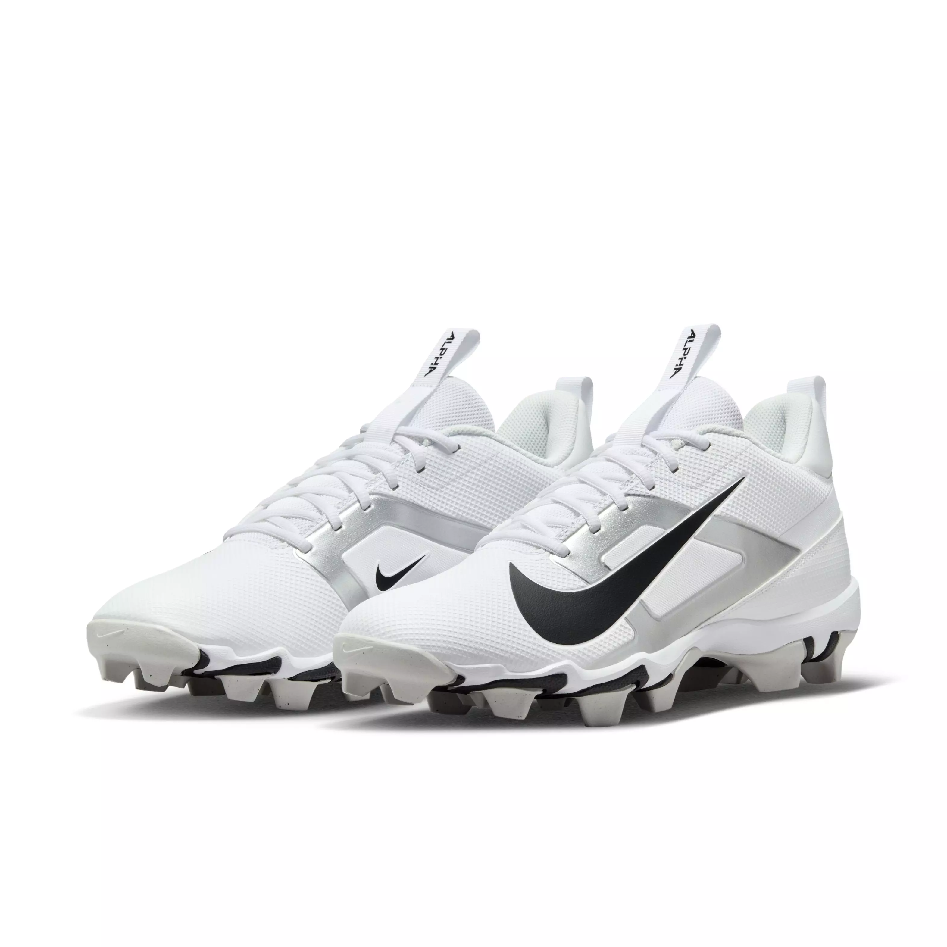Nike Alpha Menace 4 Shark "White/Metallic Silver/Photon Dust/Black" Men's Football Cleat - WHITE/SILVER/DUST/BLACK
