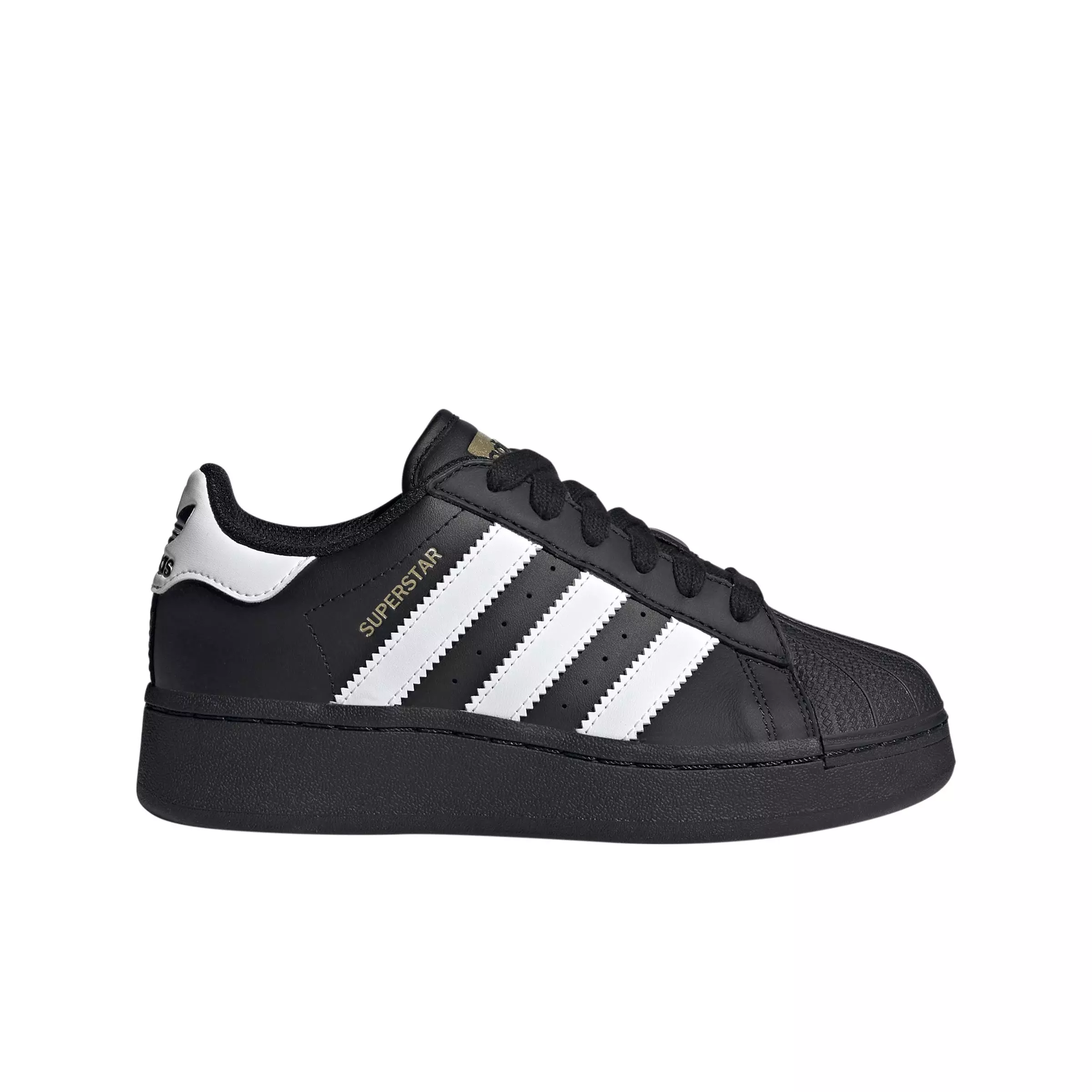 adidas Originals Superstar XLG "Core Black/Ftwr White/Gold Metallic" Grade School Boys' Shoe - BLACK/WHITE/GOLD