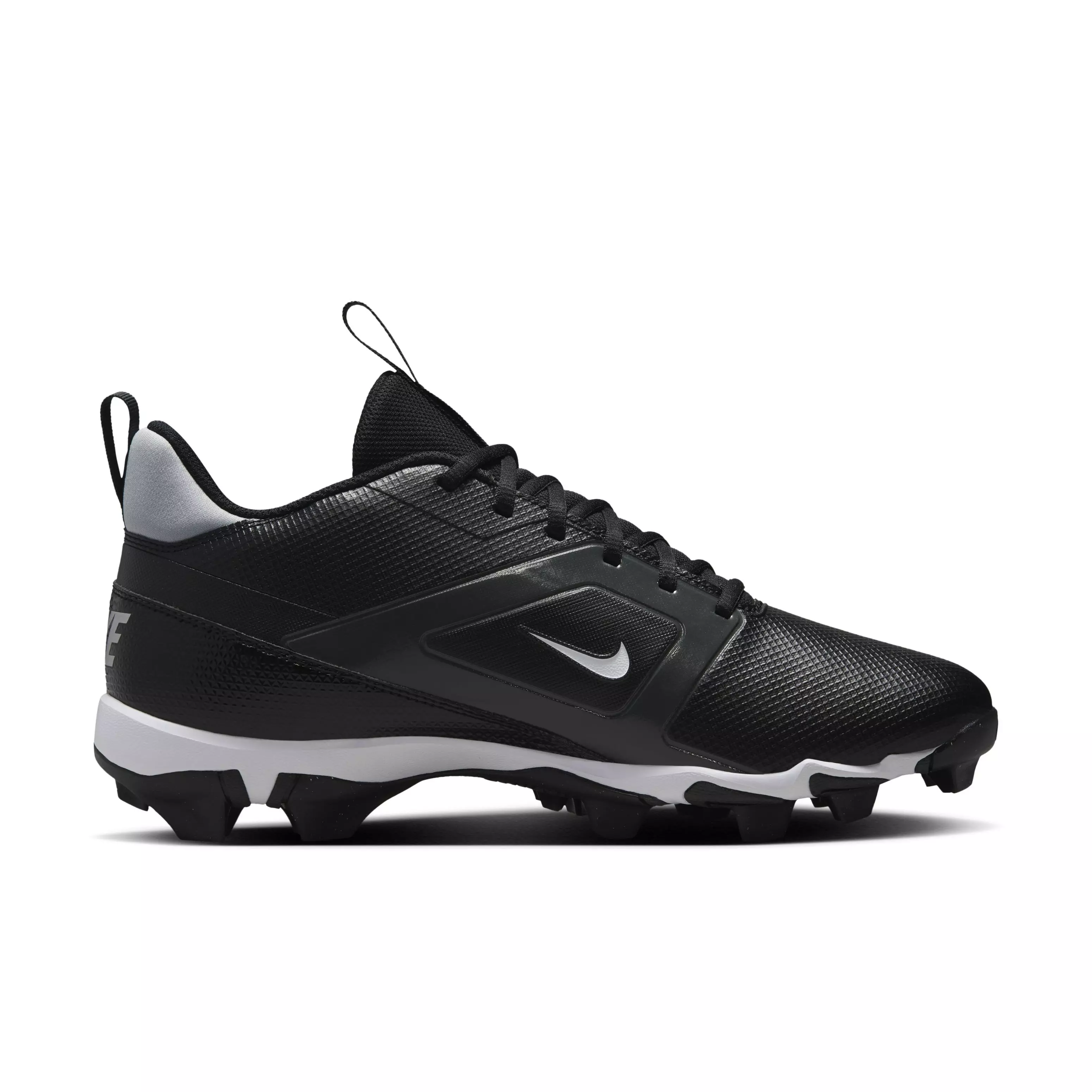 Nike Alpha Menace 4 Shark "Black/Light Smoke Grey/Metallic Silver/White" Men's Wide Football Cleat - BLACK/LT GREY/SILVER/WHITE