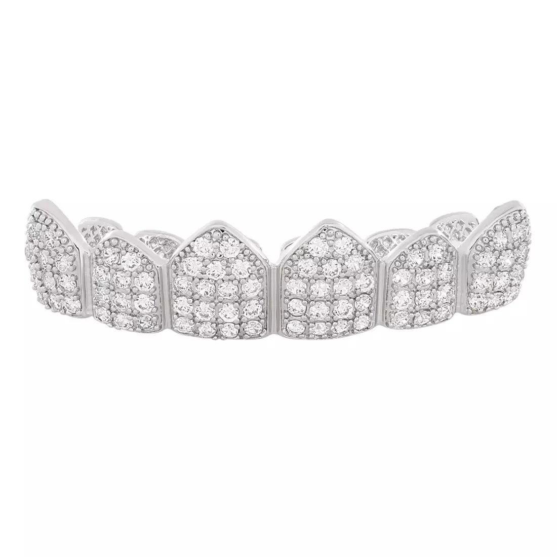 King Ice Iced Studded Grillz - White Gold - WHITE GOLD