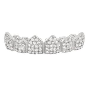 King Ice Iced Studded Grillz - White Gold - WHITE GOLD