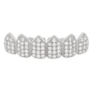 King Ice Iced Studded Grillz - White Gold - WHITE GOLD