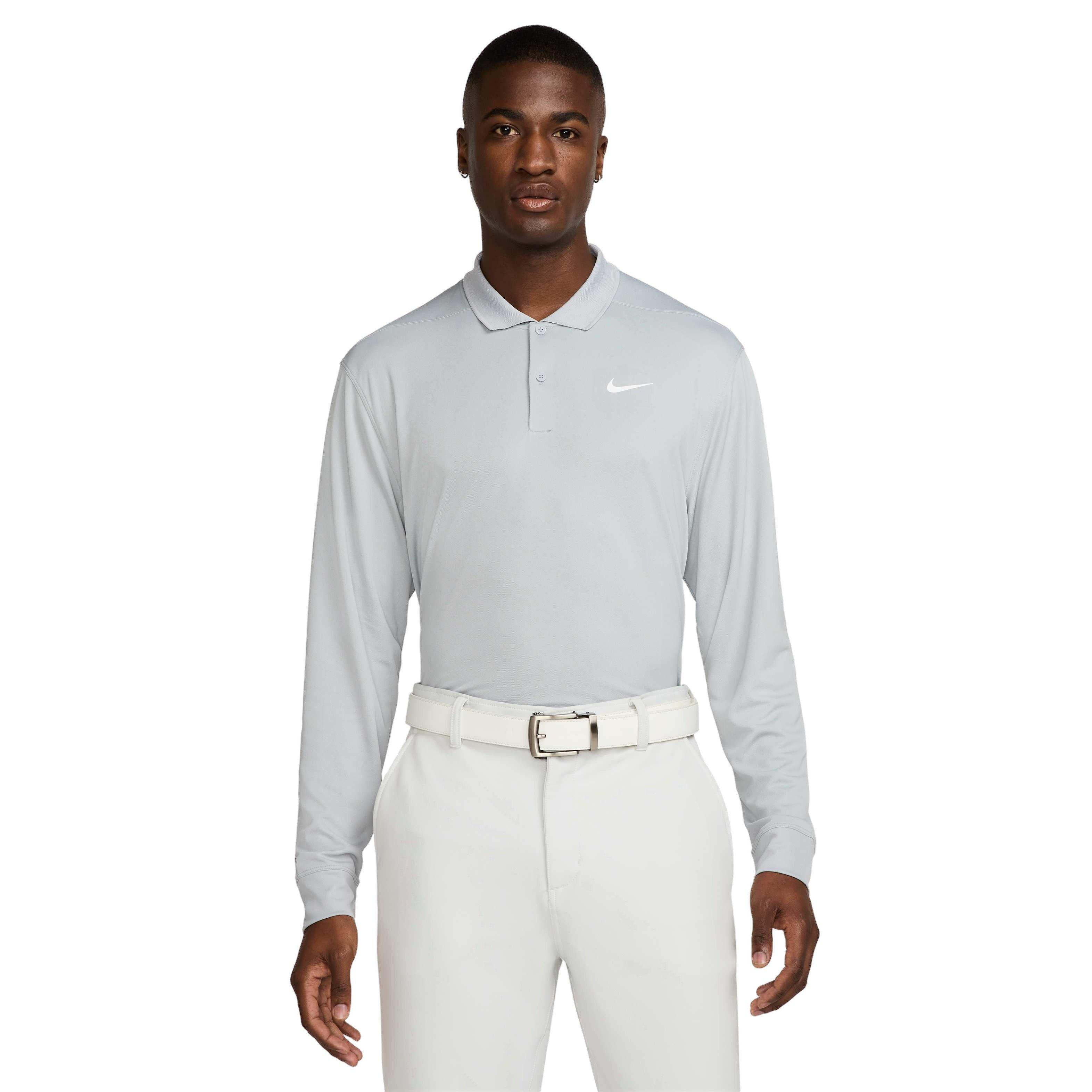 Nike Men's Dri-FIT Victory Solid Long-Sleeve Golf Polo - GREY Thumbnail View 1