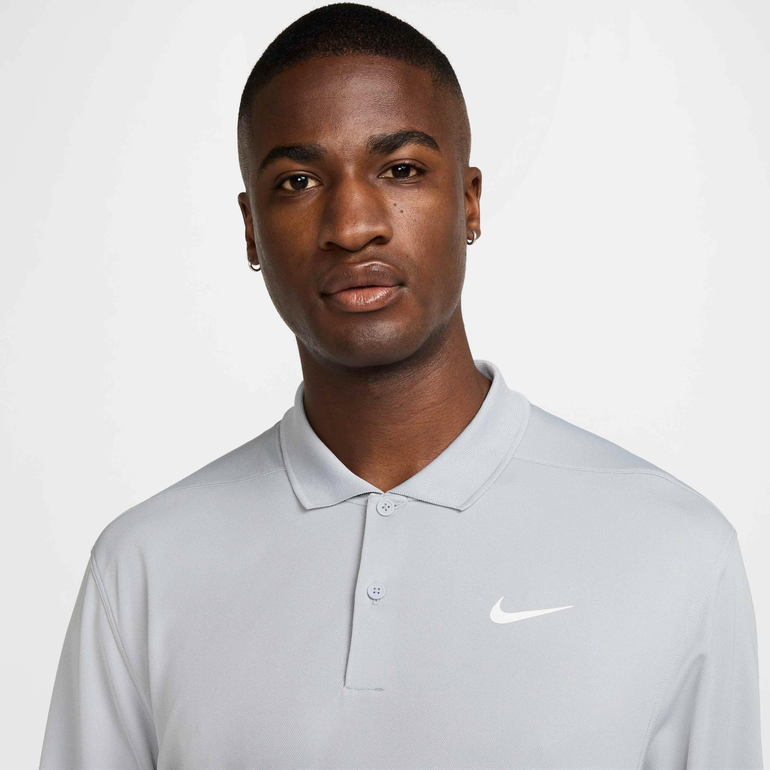 Nike Men's Dri-FIT Victory Solid Long-Sleeve Golf Polo - GREY Thumbnail View 3