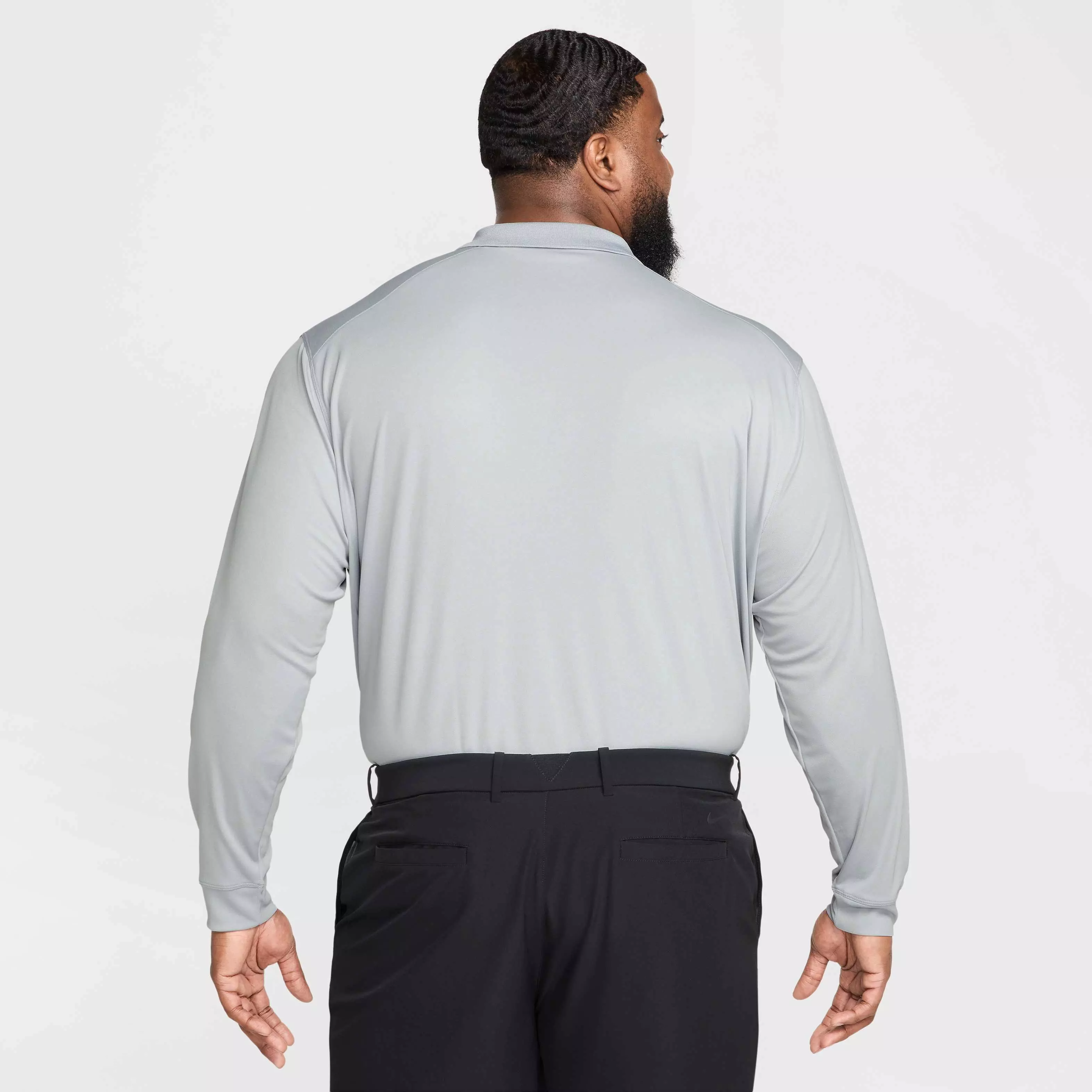 Nike Men's Dri-FIT Victory Solid Long-Sleeve Golf Polo - GREY
