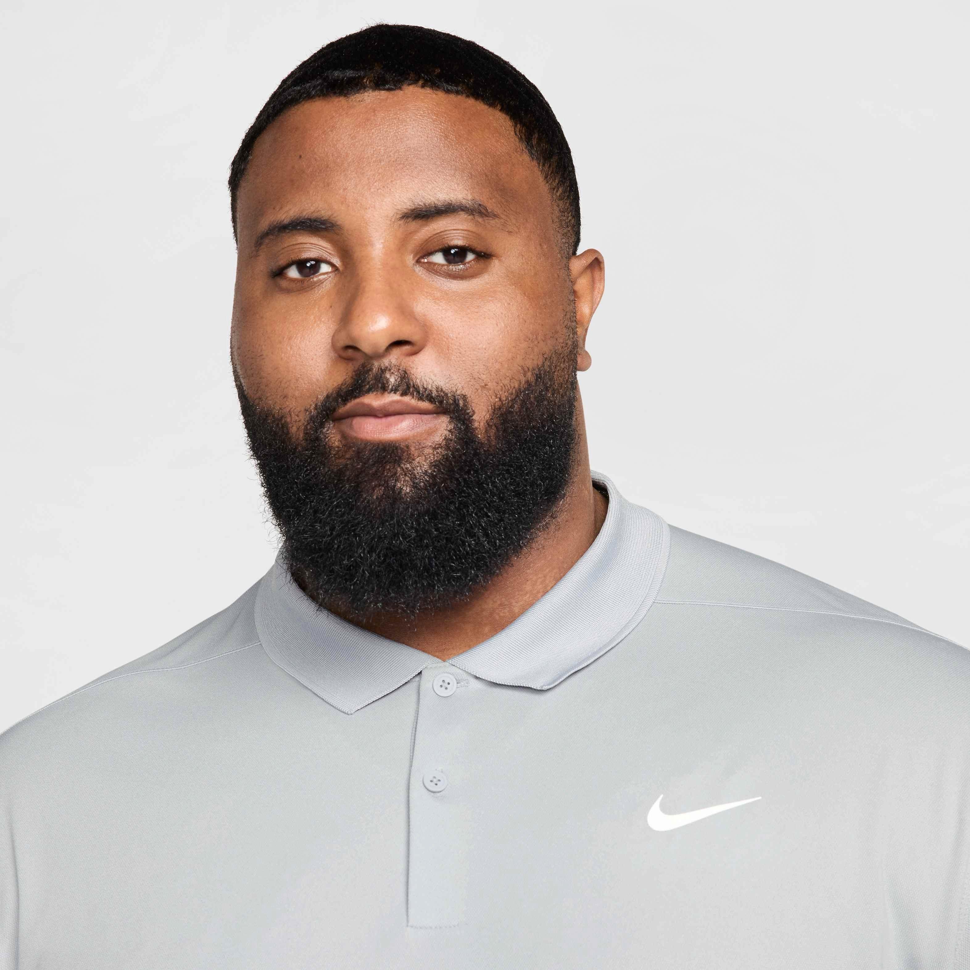 Nike Men's Dri-FIT Victory Solid Long-Sleeve Golf Polo - GREY Thumbnail View 6