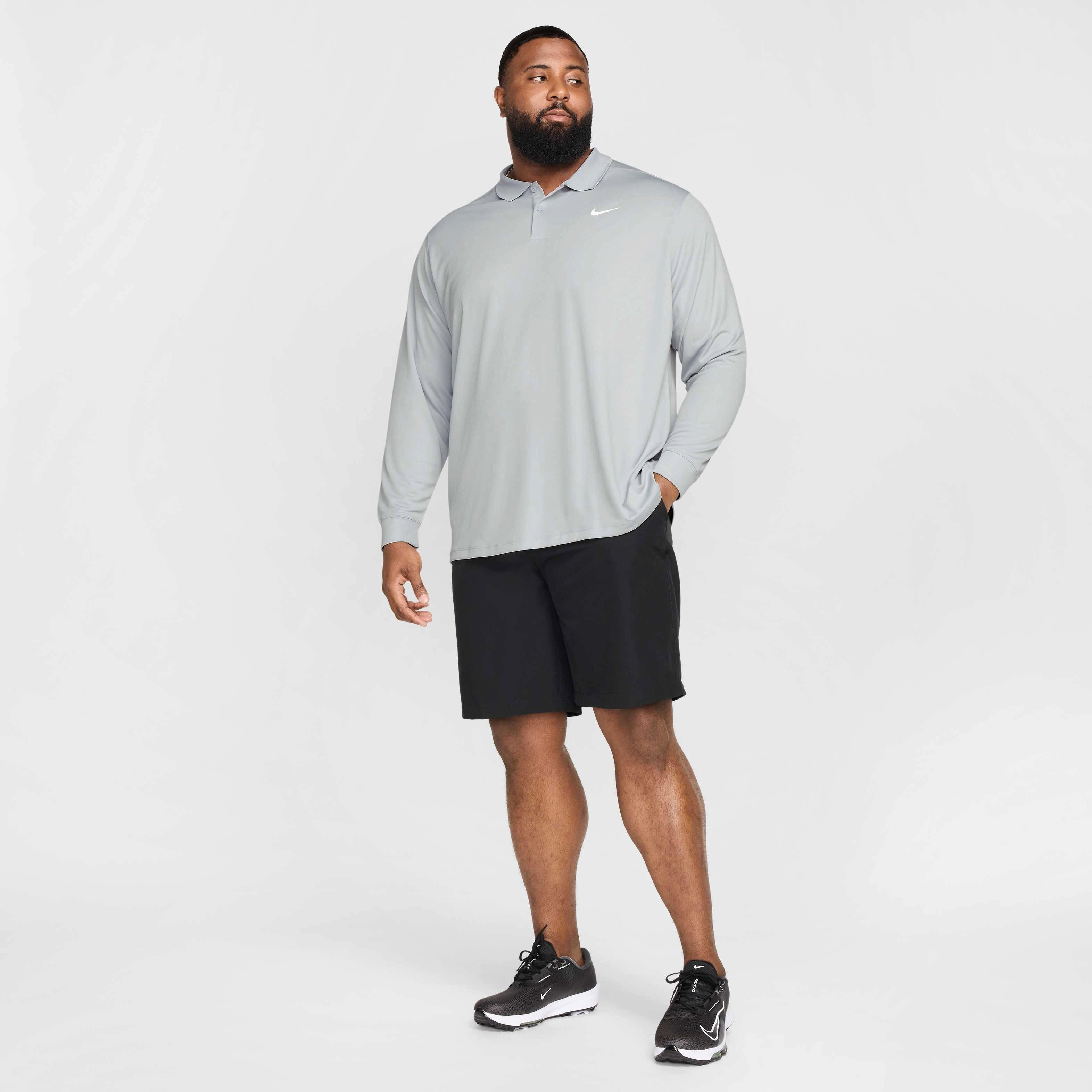 Nike Men's Dri-FIT Victory Solid Long-Sleeve Golf Polo - GREY Thumbnail View 7