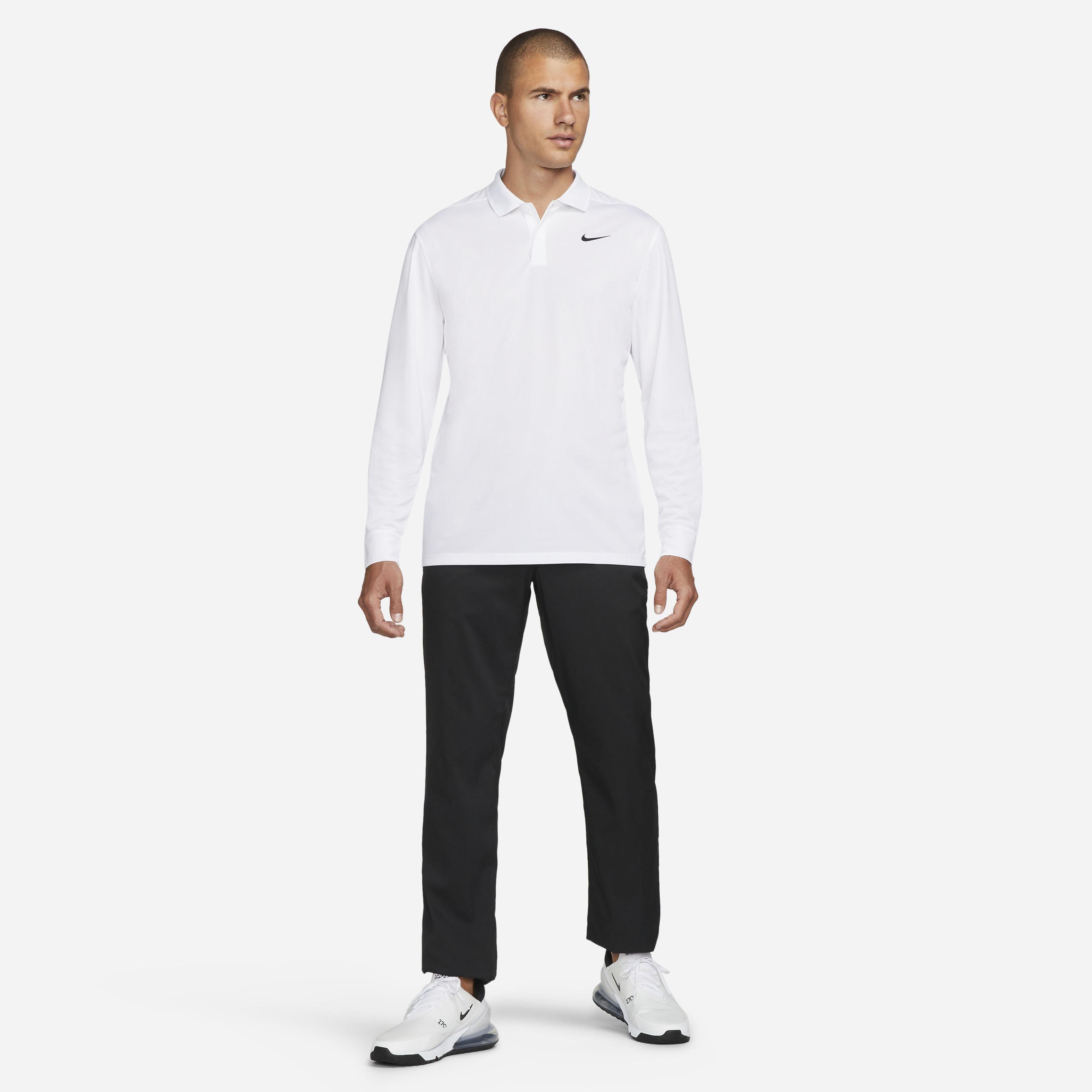 Nike Men's Dri-FIT Victory Solid Long-Sleeve Golf Polo - WHITE Thumbnail View 4