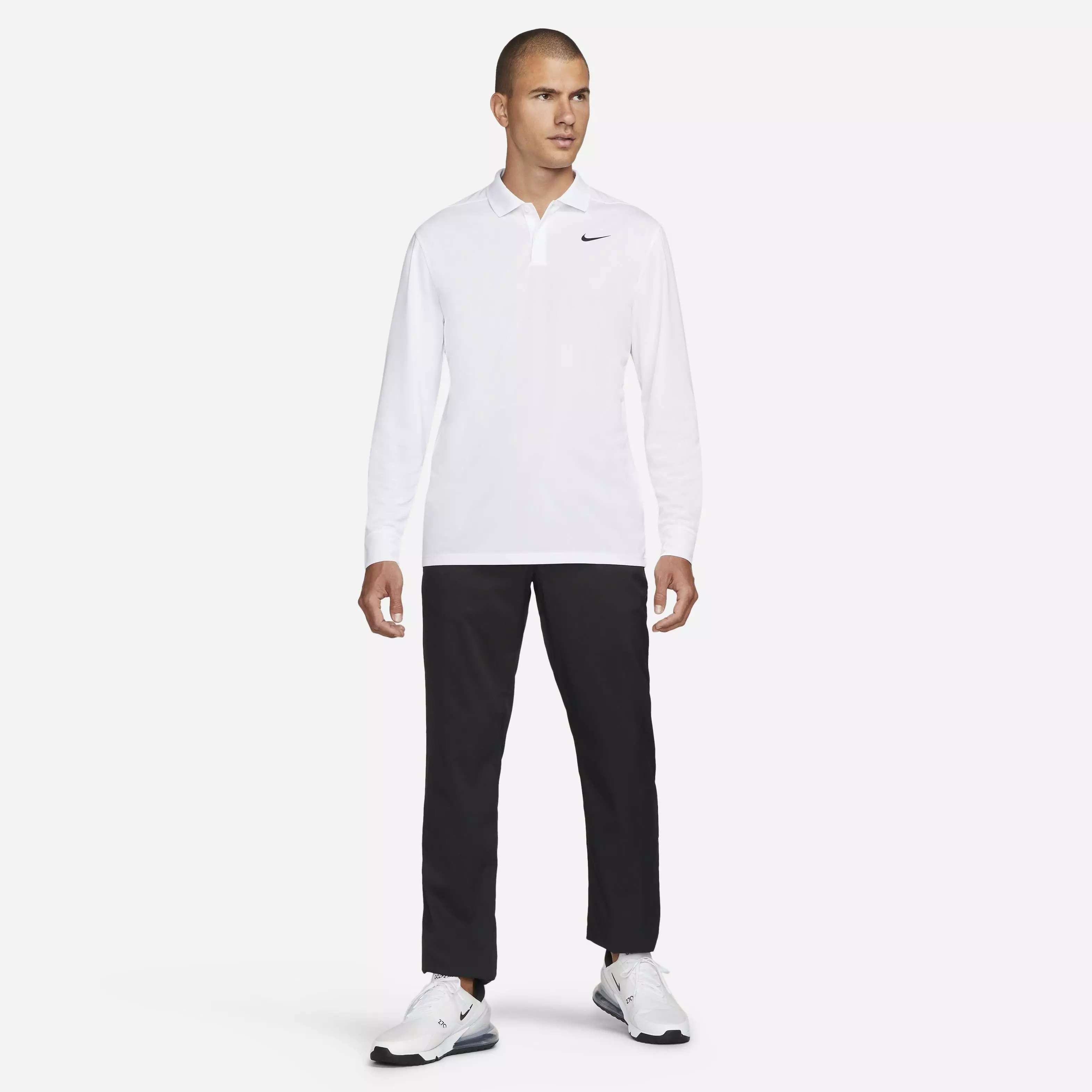 Nike Men's Dri-FIT Victory Solid Long-Sleeve Golf Polo - WHITE