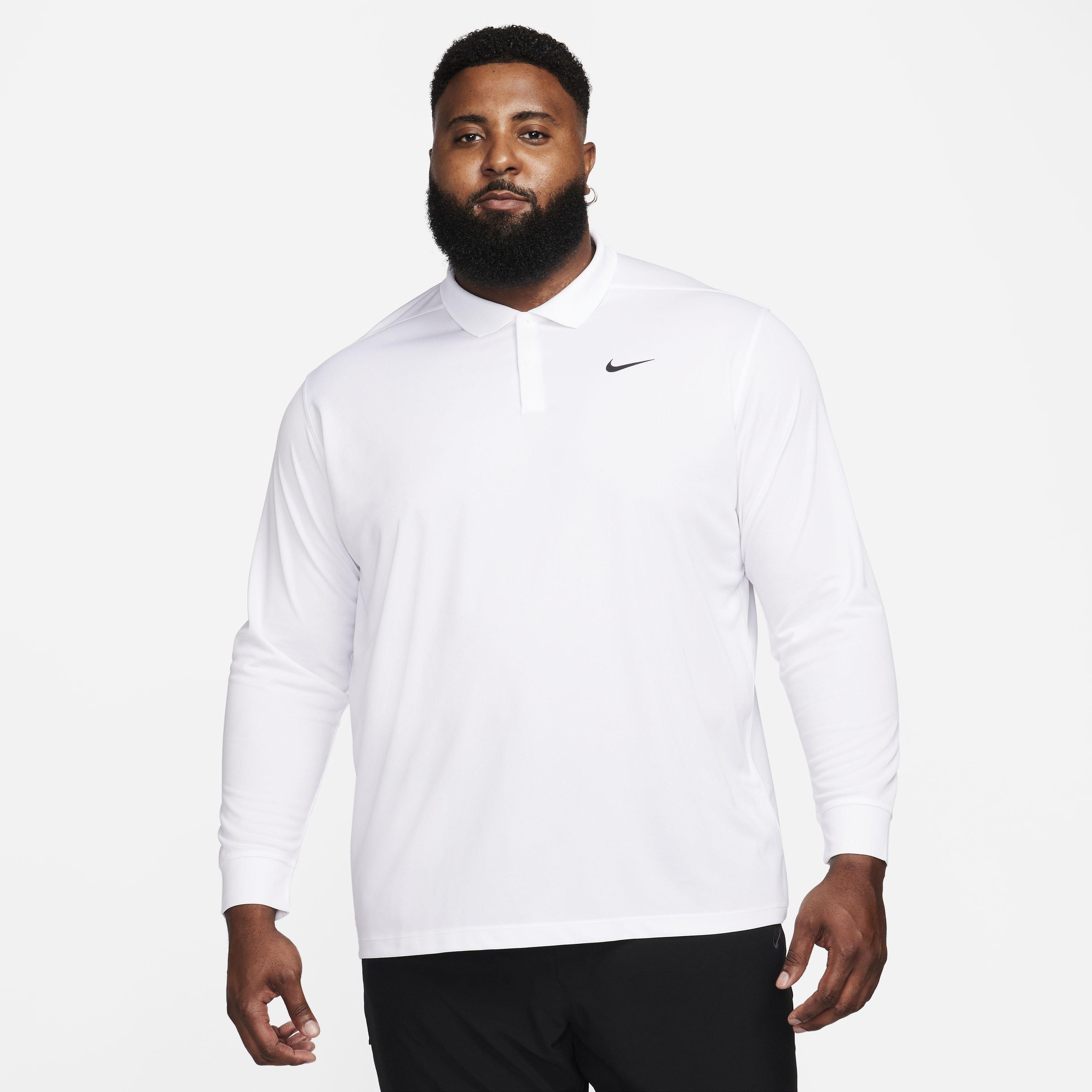 Nike Men's Dri-FIT Victory Solid Long-Sleeve Golf Polo - WHITE Thumbnail View 5