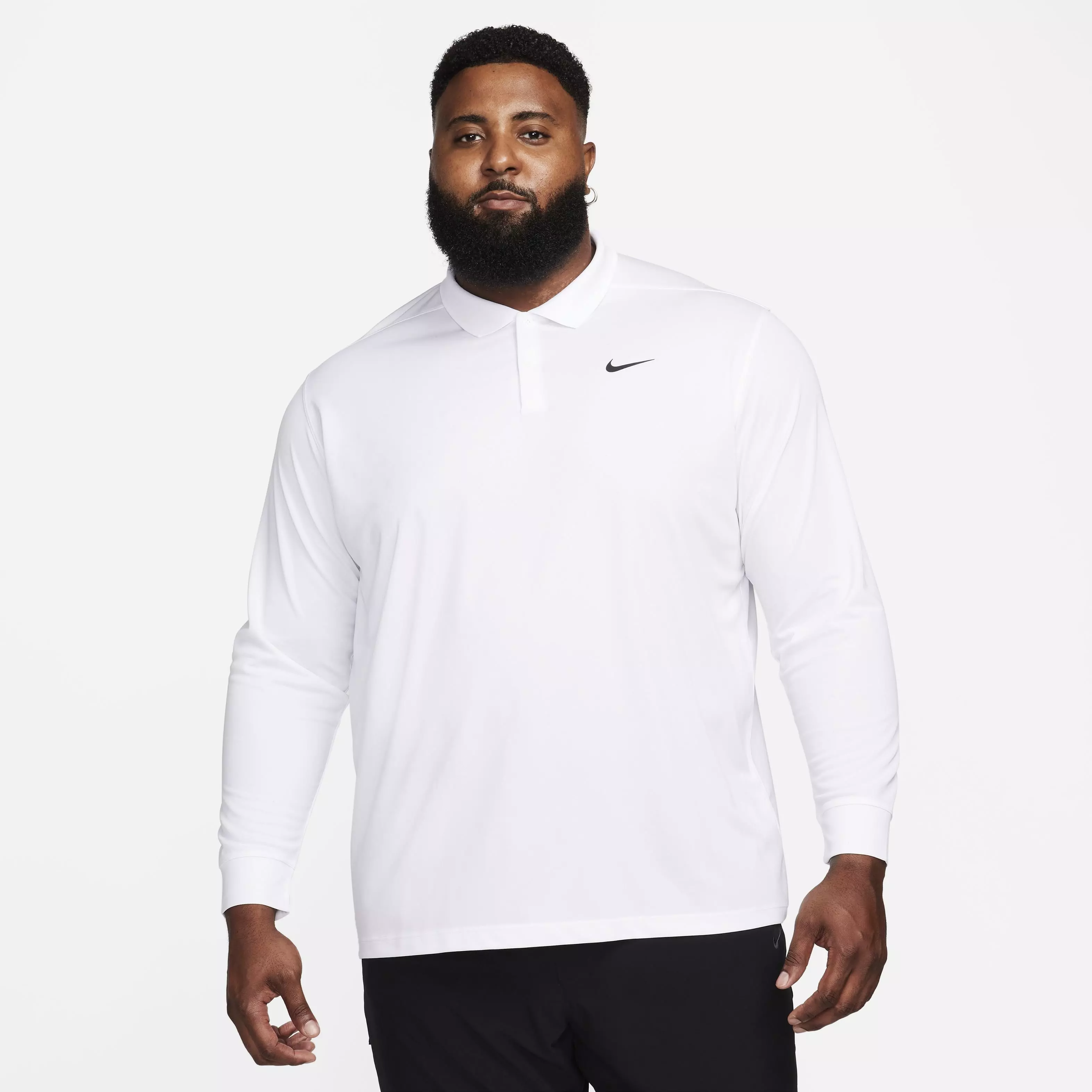 Nike Men's Dri-FIT Victory Solid Long-Sleeve Golf Polo - WHITE