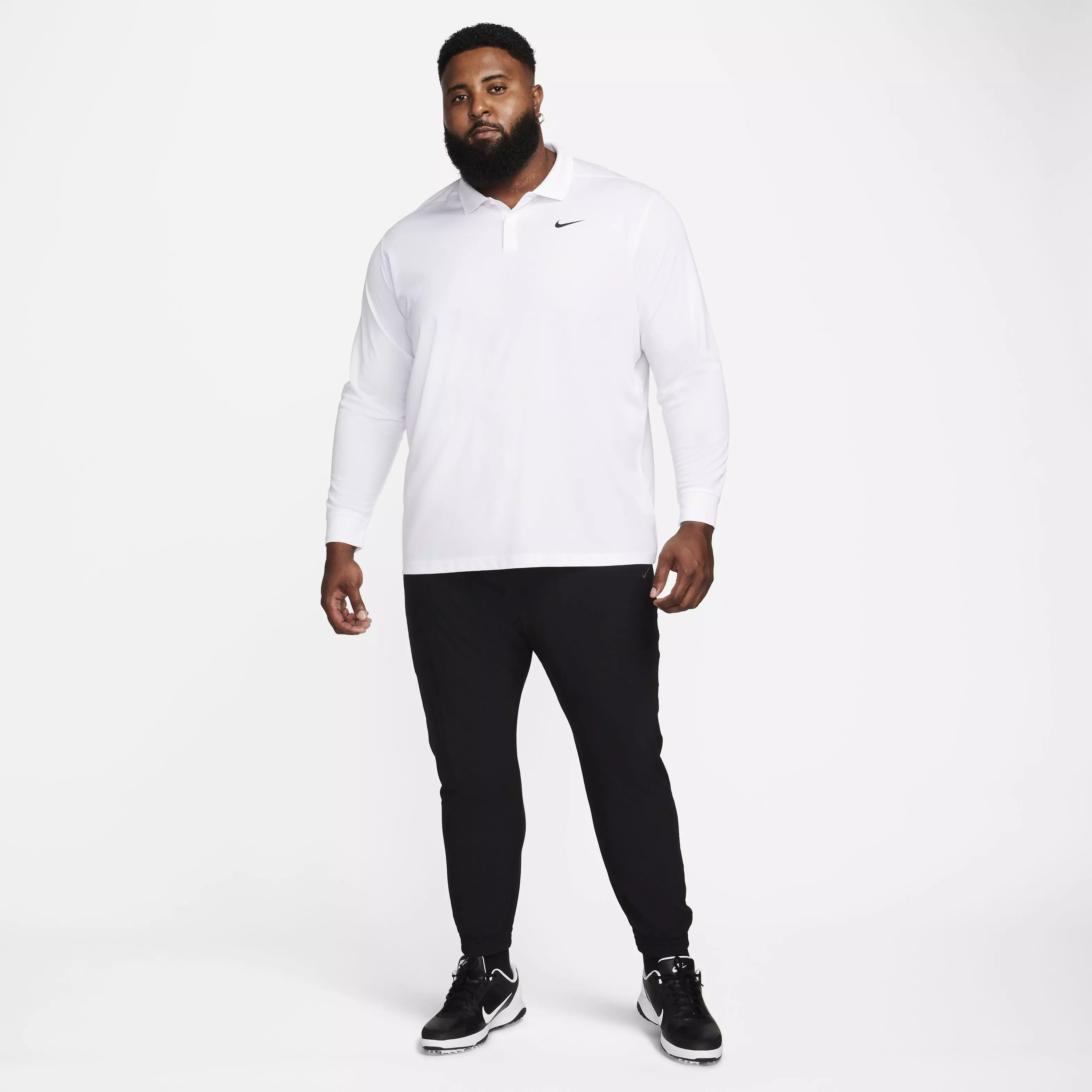 Nike Men's Dri-FIT Victory Solid Long-Sleeve Golf Polo - WHITE