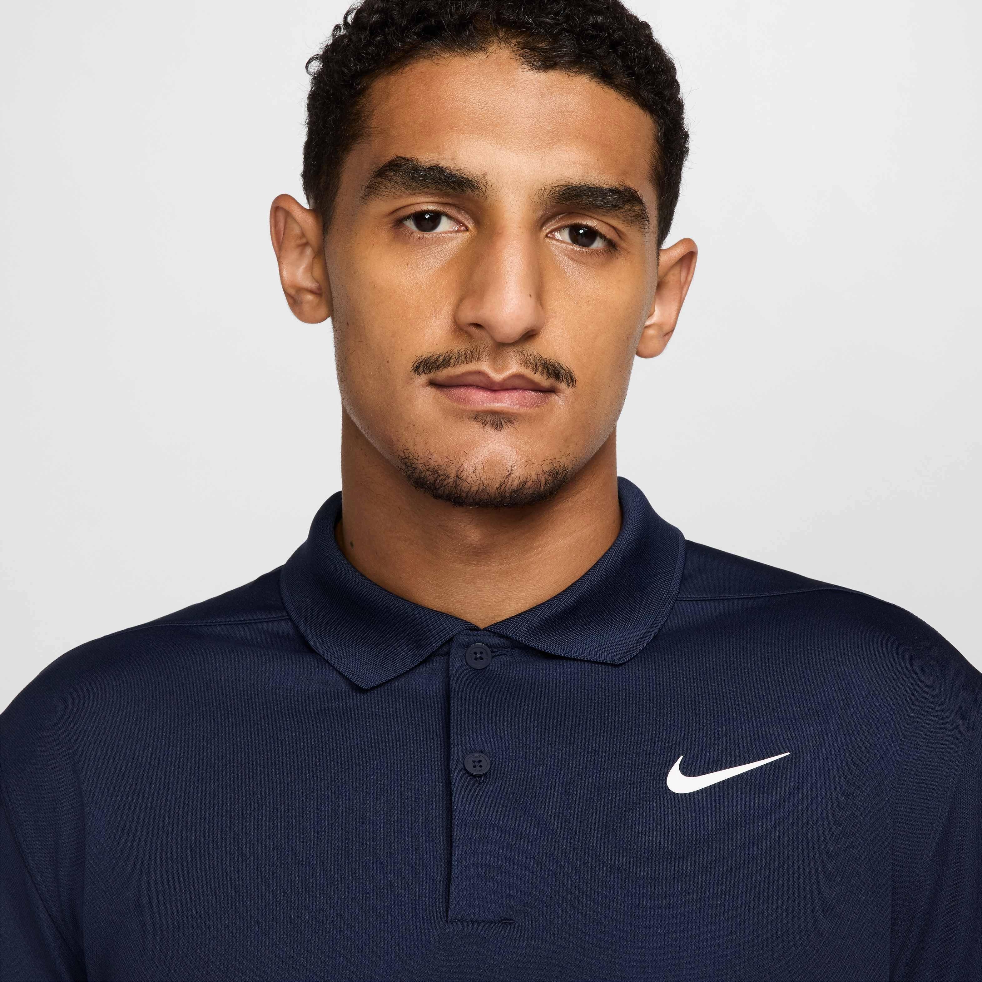 Nike Men's Dri-FIT Victory Solid Long-Sleeve Golf Polo - BLUE Thumbnail View 3