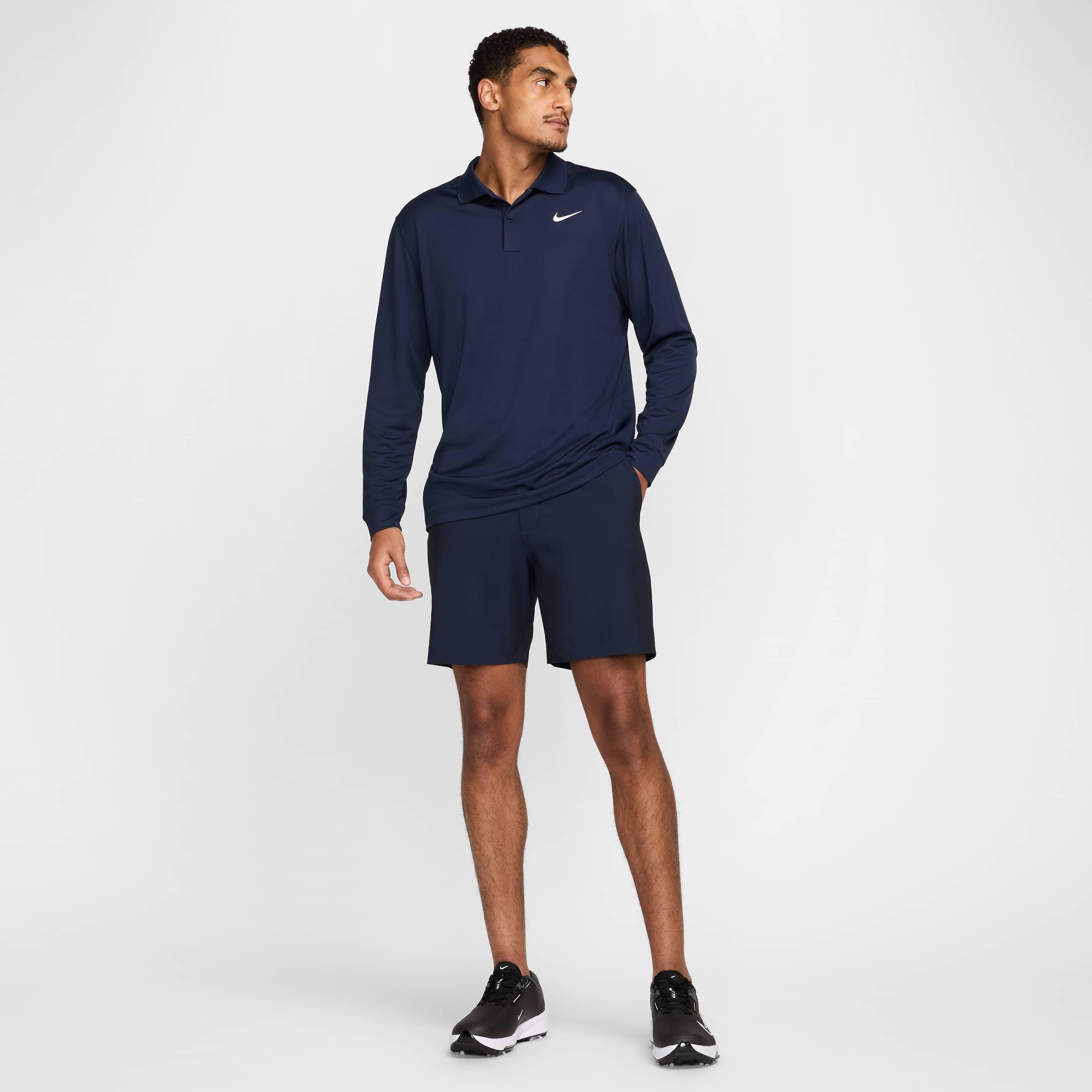 Nike Men's Dri-FIT Victory Solid Long-Sleeve Golf Polo - BLUE Thumbnail View 4