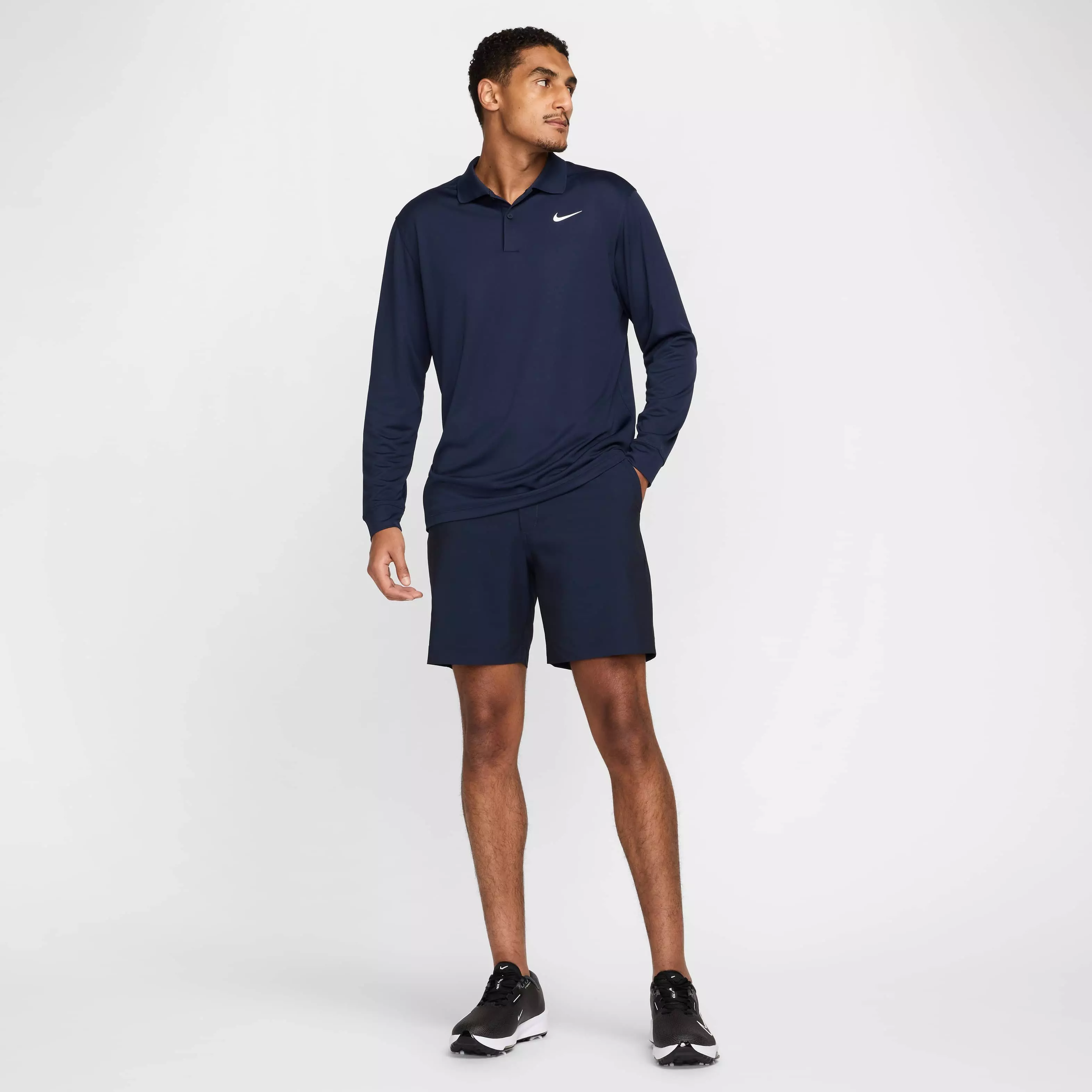 Nike Men's Dri-FIT Victory Solid Long-Sleeve Golf Polo - BLUE
