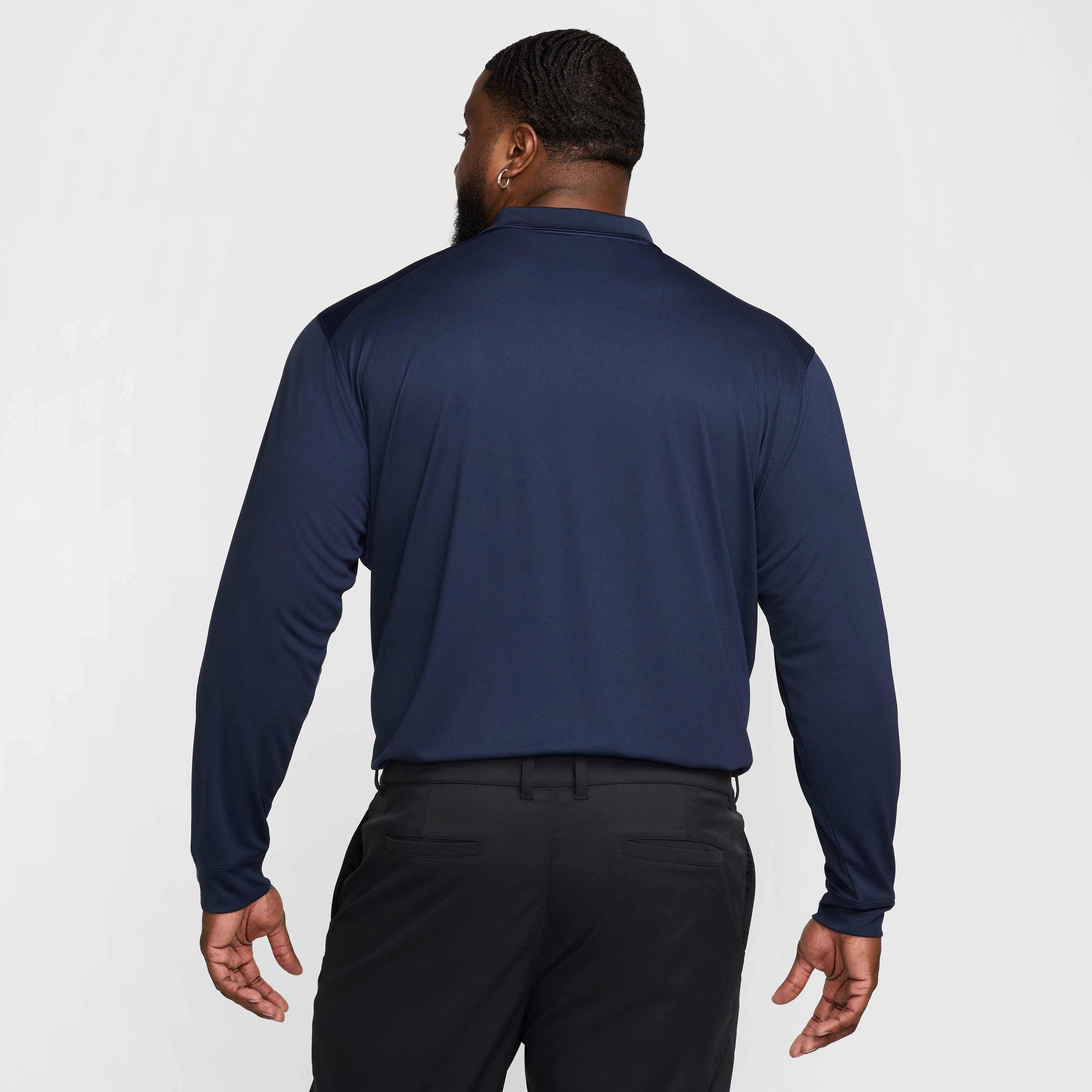 Nike Men's Dri-FIT Victory Solid Long-Sleeve Golf Polo - BLUE Thumbnail View 6